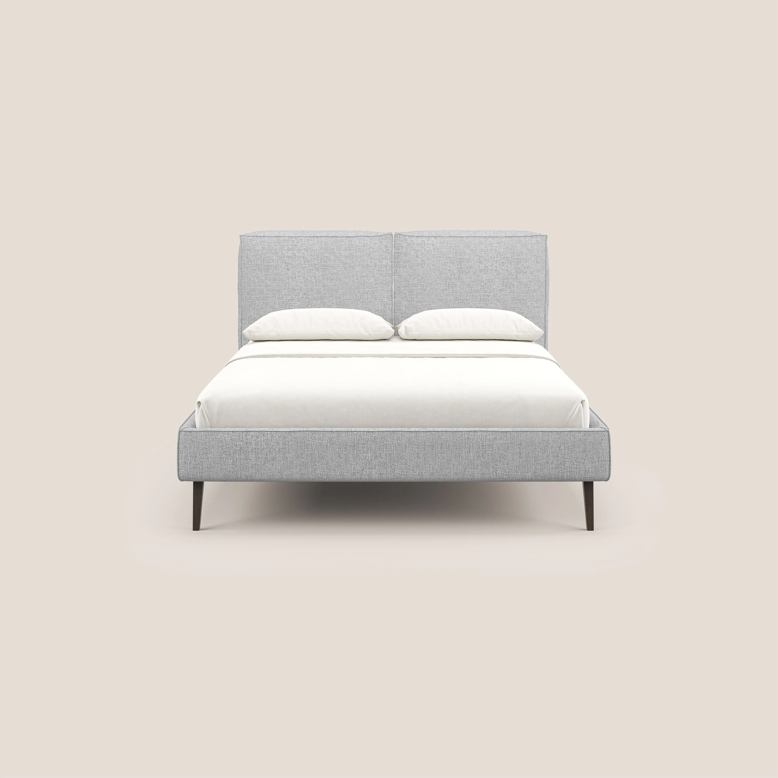 Isotta lit rembourré complètement déhoussable en tissu doux imperméable T10 gris clair - Image 2