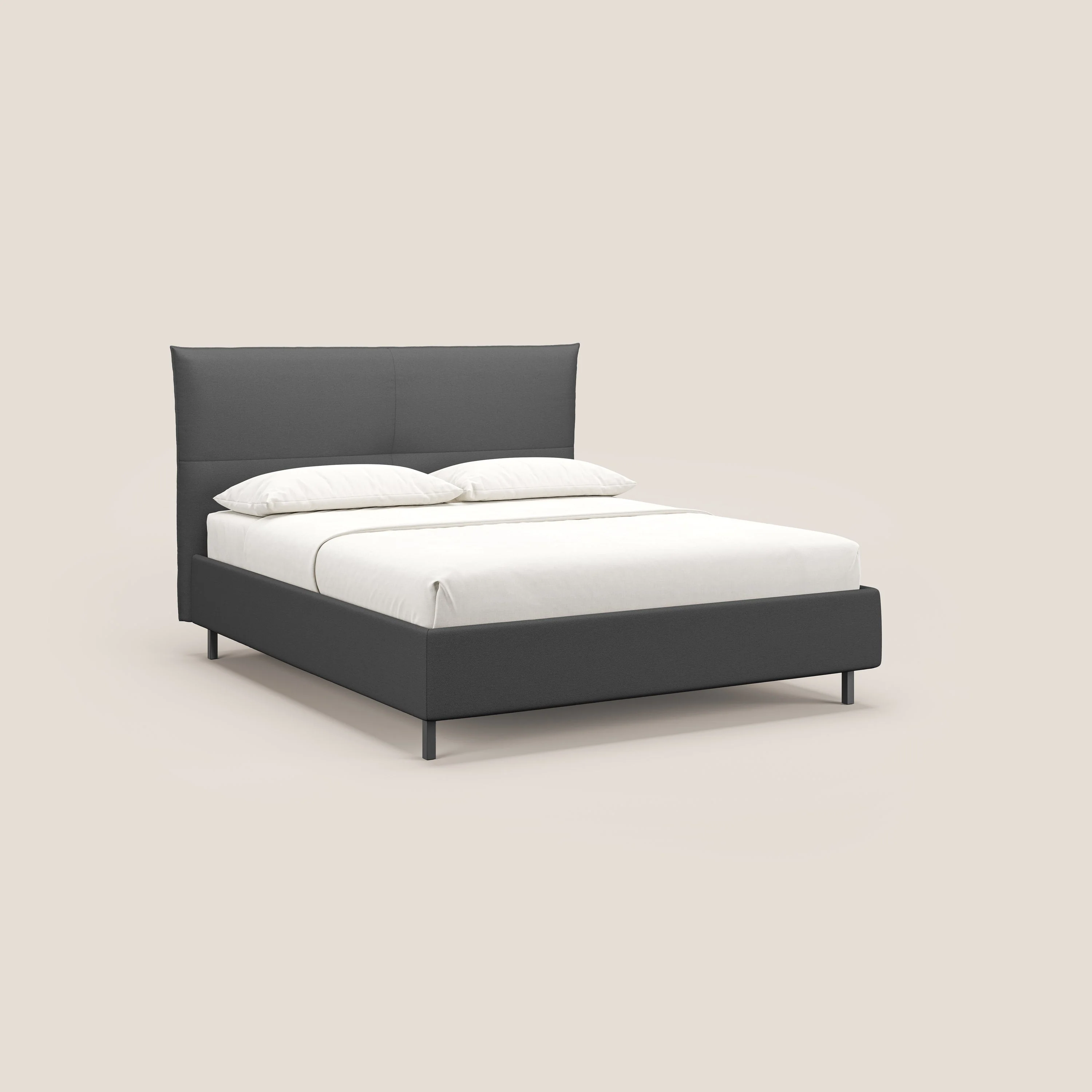 Izumi Lit rembourré avec coffre et pieds hauts en tissu détachable T05 anthracite
