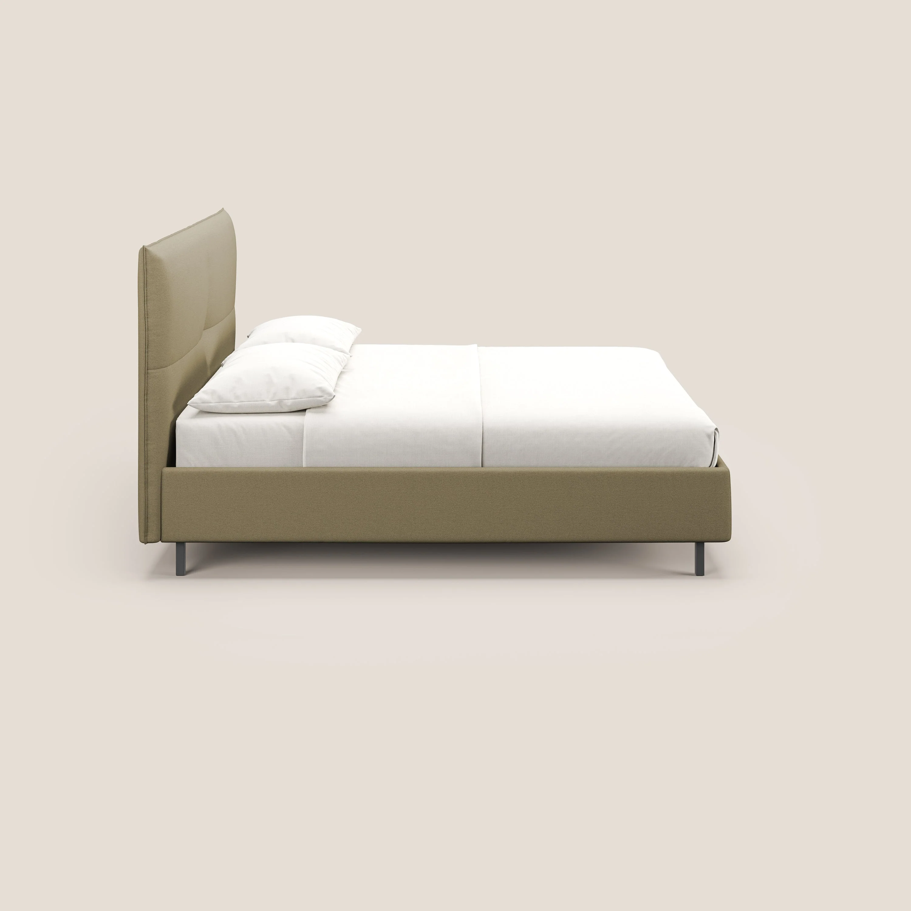Izumi Lit rembourré avec coffre et pieds hauts en tissu détachable T05 camel - Image 4