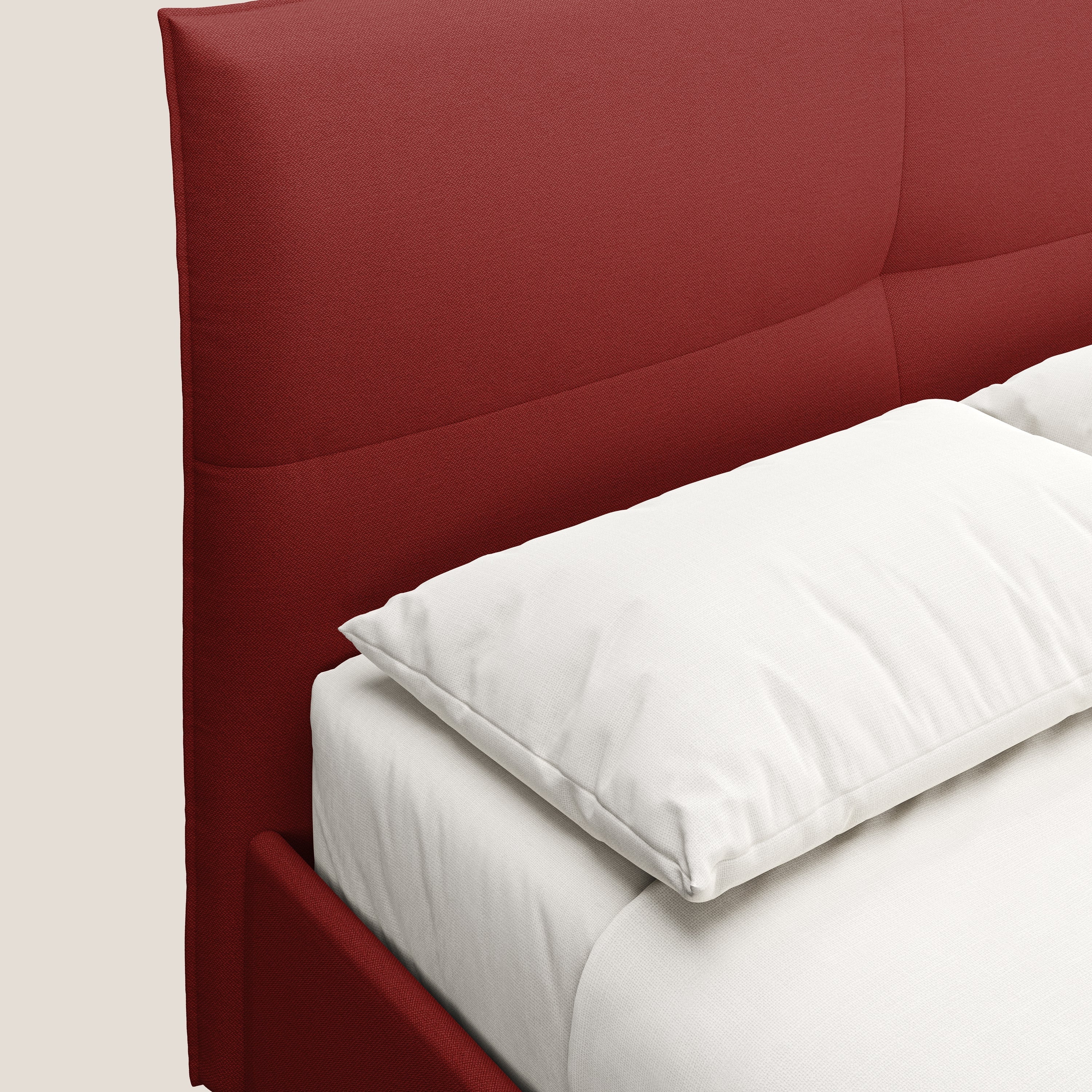 Izumi Lit rembourré avec coffre et pieds hauts en tissu détachable T05 rouge - Image 6