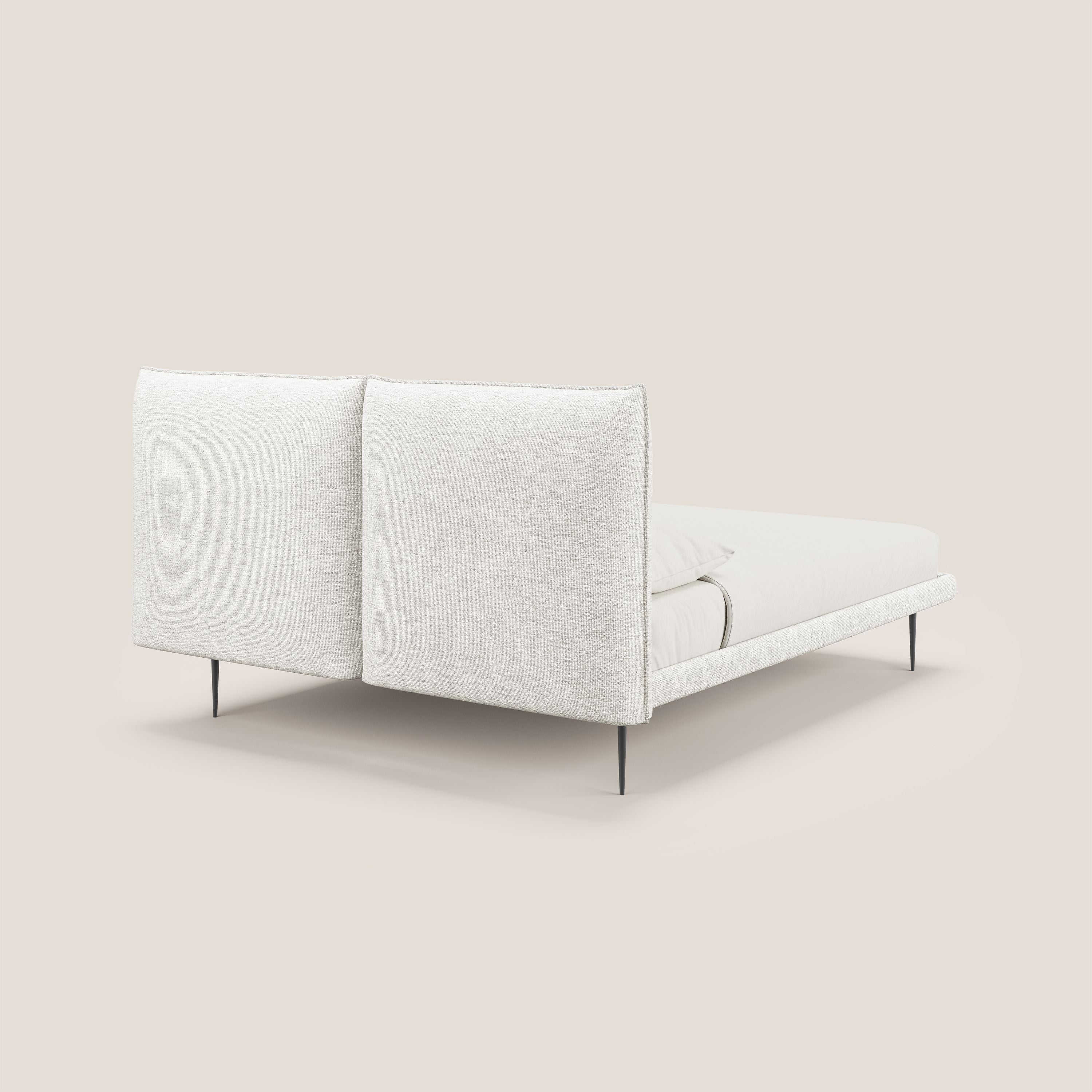 Jolie lit à double panneau et pieds hauts en métal en tissu détachable T18 blanc - Image 4