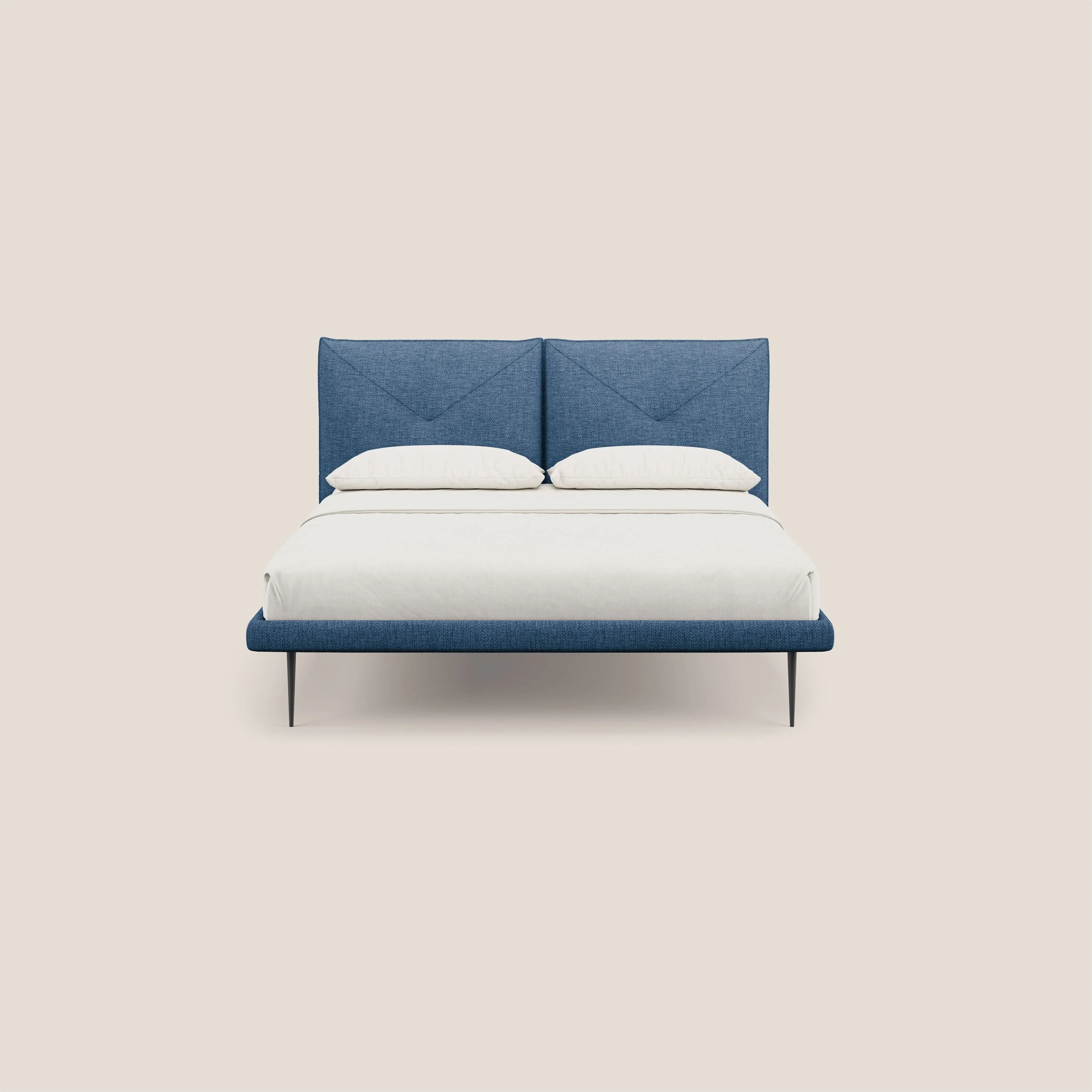 Jolie lit à double panneau et pieds hauts en métal en tissu détachable T18 bleu - Image 2
