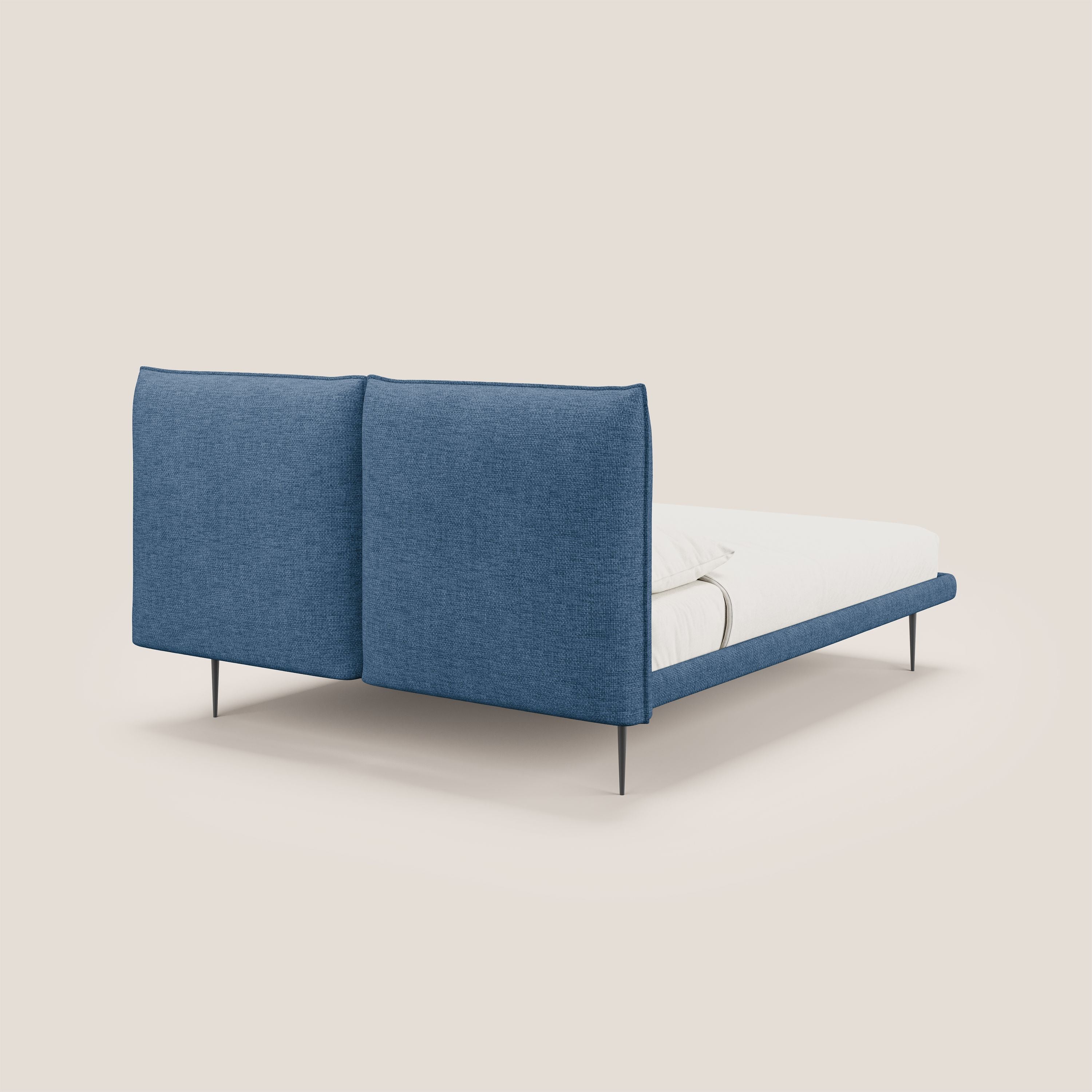 Jolie lit à double panneau et pieds hauts en métal en tissu détachable T18 bleu - Image 4