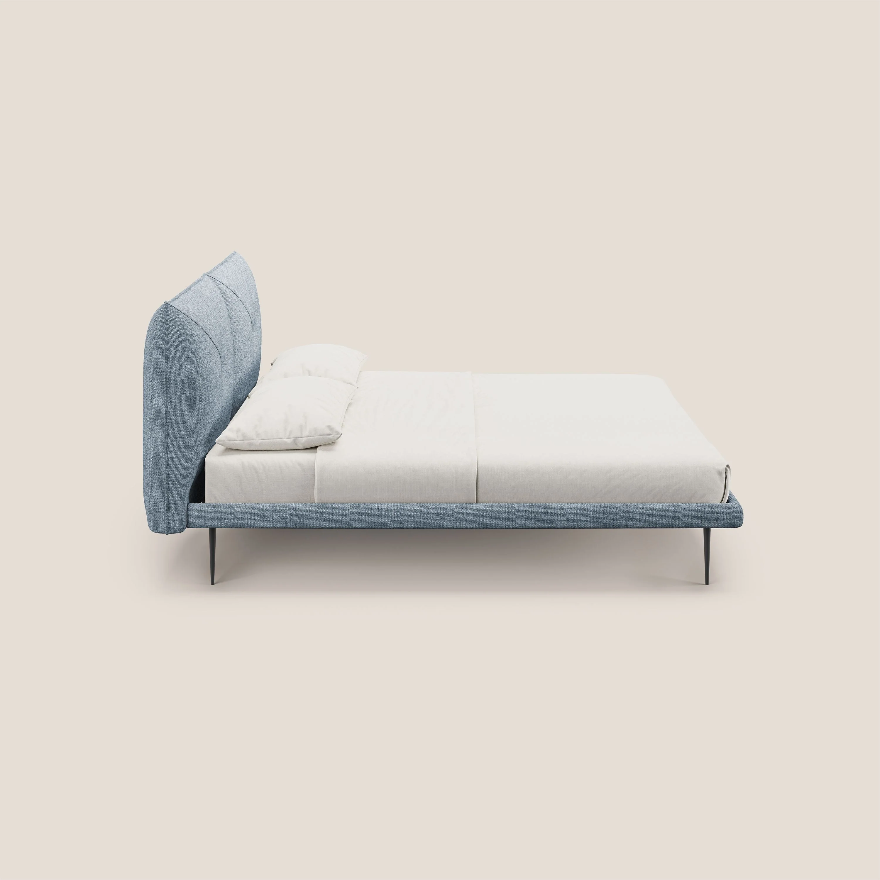 Jolie lit à double panneau et pieds hauts en métal en tissu détachable T18 bleu clair - Image 3
