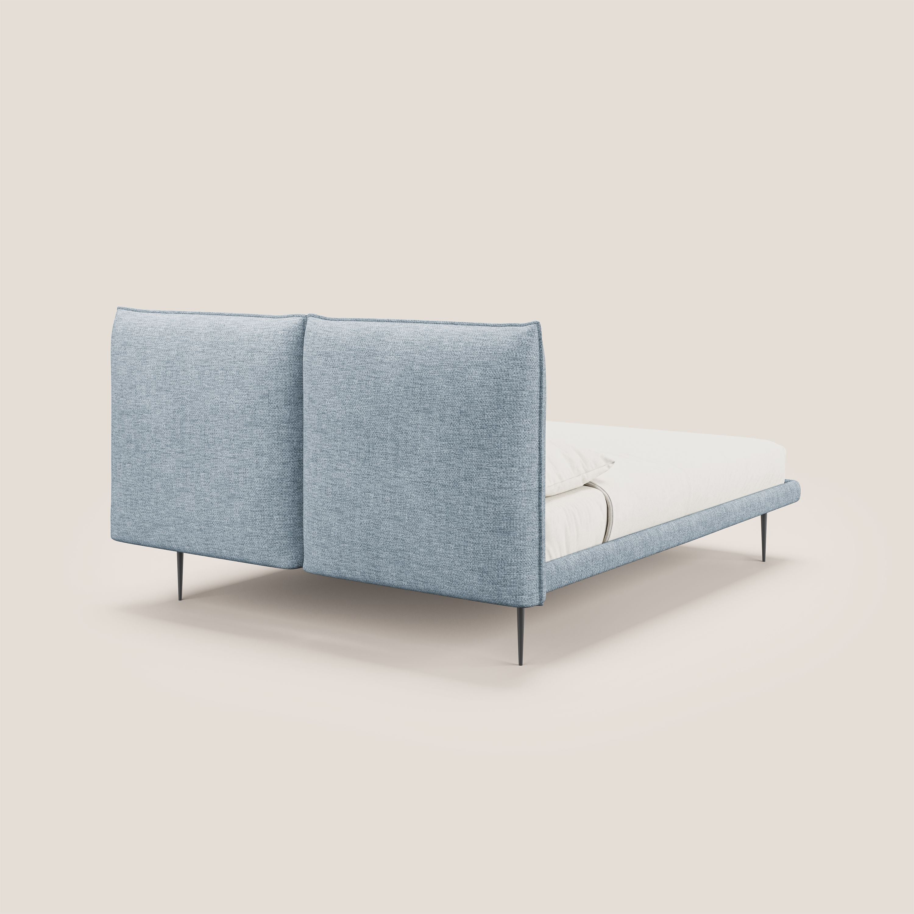 Jolie lit à double panneau et pieds hauts en métal en tissu détachable T18 bleu clair - Image 4