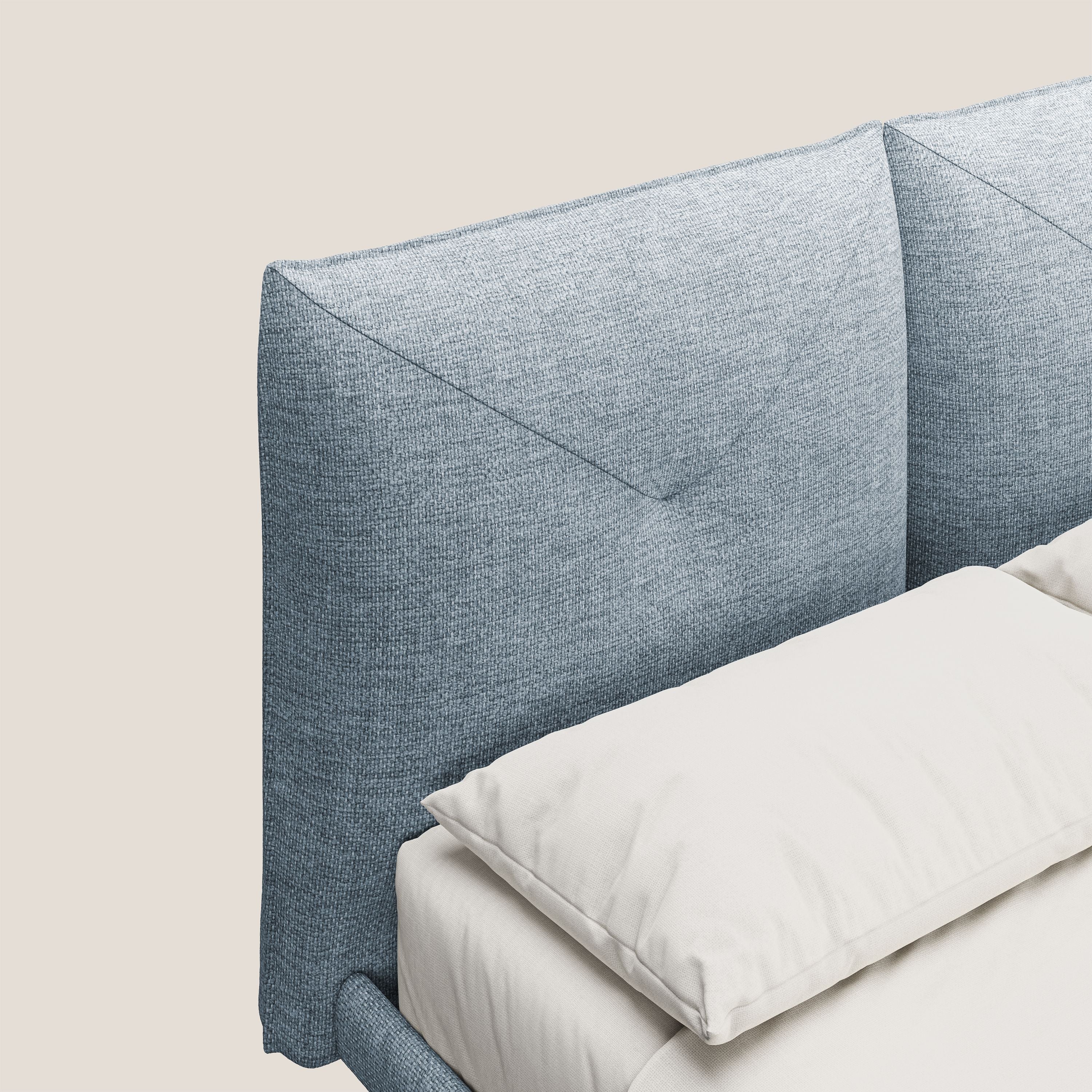 Jolie lit à double panneau et pieds hauts en métal en tissu détachable T18 bleu clair - Image 5