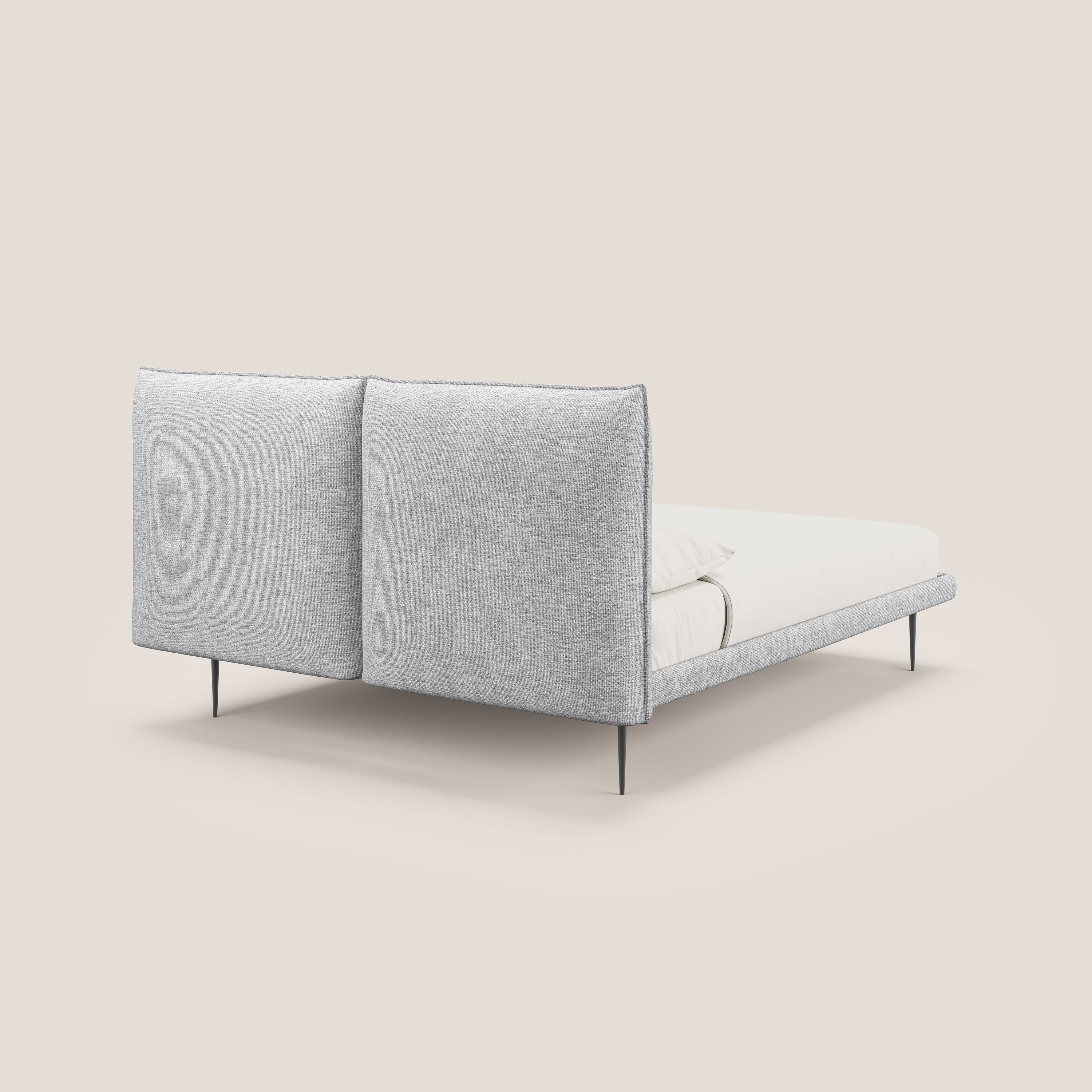 Jolie lit à double panneau et pieds hauts en métal en tissu détachable T18 gris - Image 4