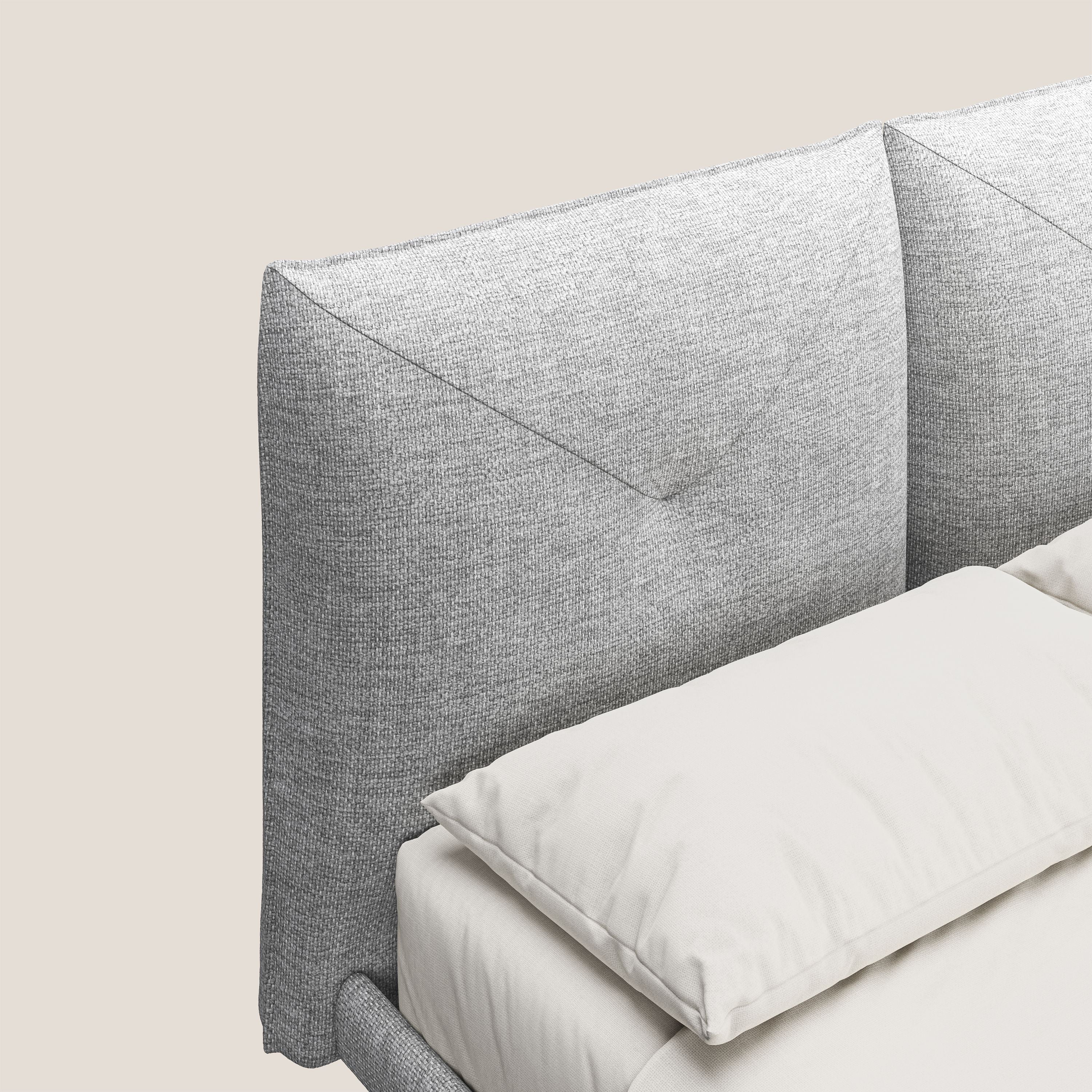 Jolie lit à double panneau et pieds hauts en métal en tissu détachable T18 gris - Image 5