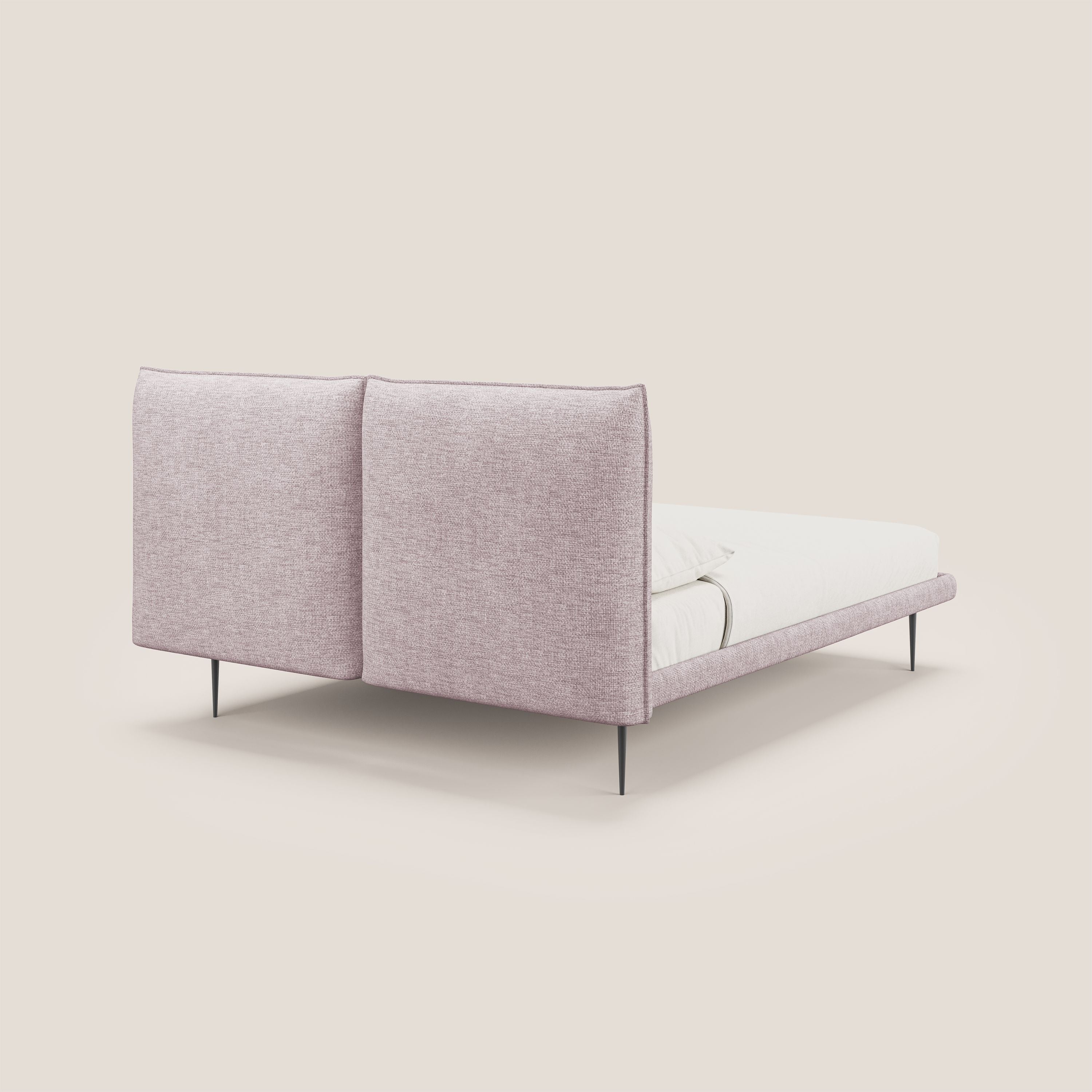 Jolie lit à double panneau et pieds hauts en métal en tissu détachable T18 rose - Image 4