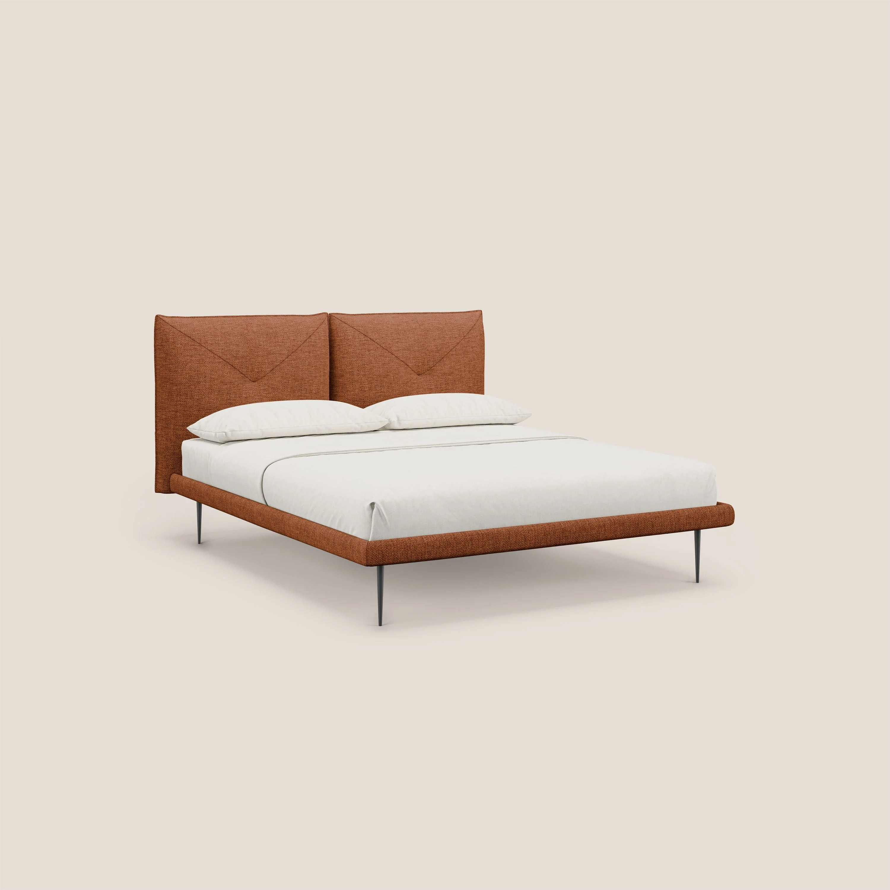 Jolie lit à double panneau et pieds hauts en métal en tissu détachable T18 rouille