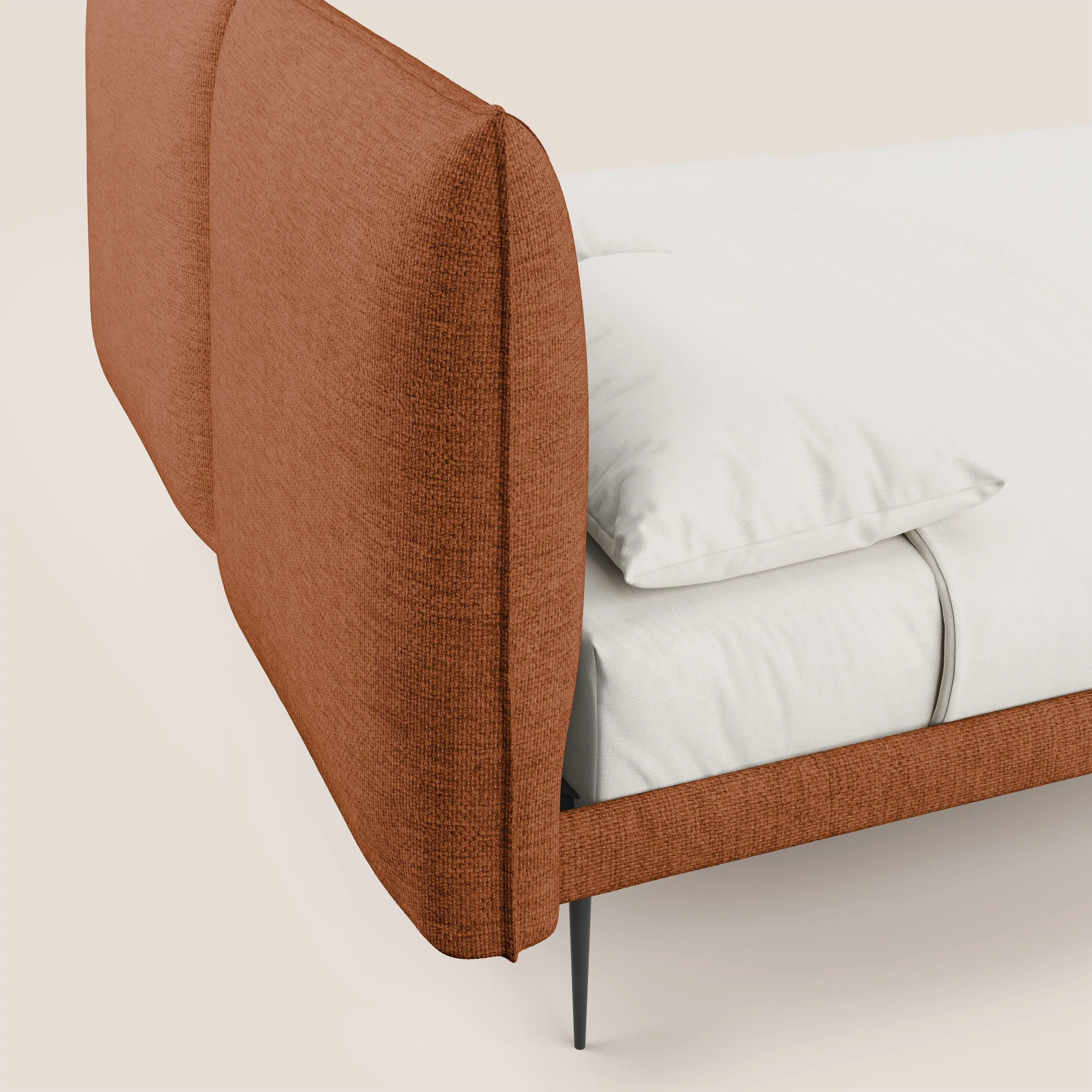 Jolie lit à double panneau et pieds hauts en métal en tissu détachable T18 rouille - Image 4