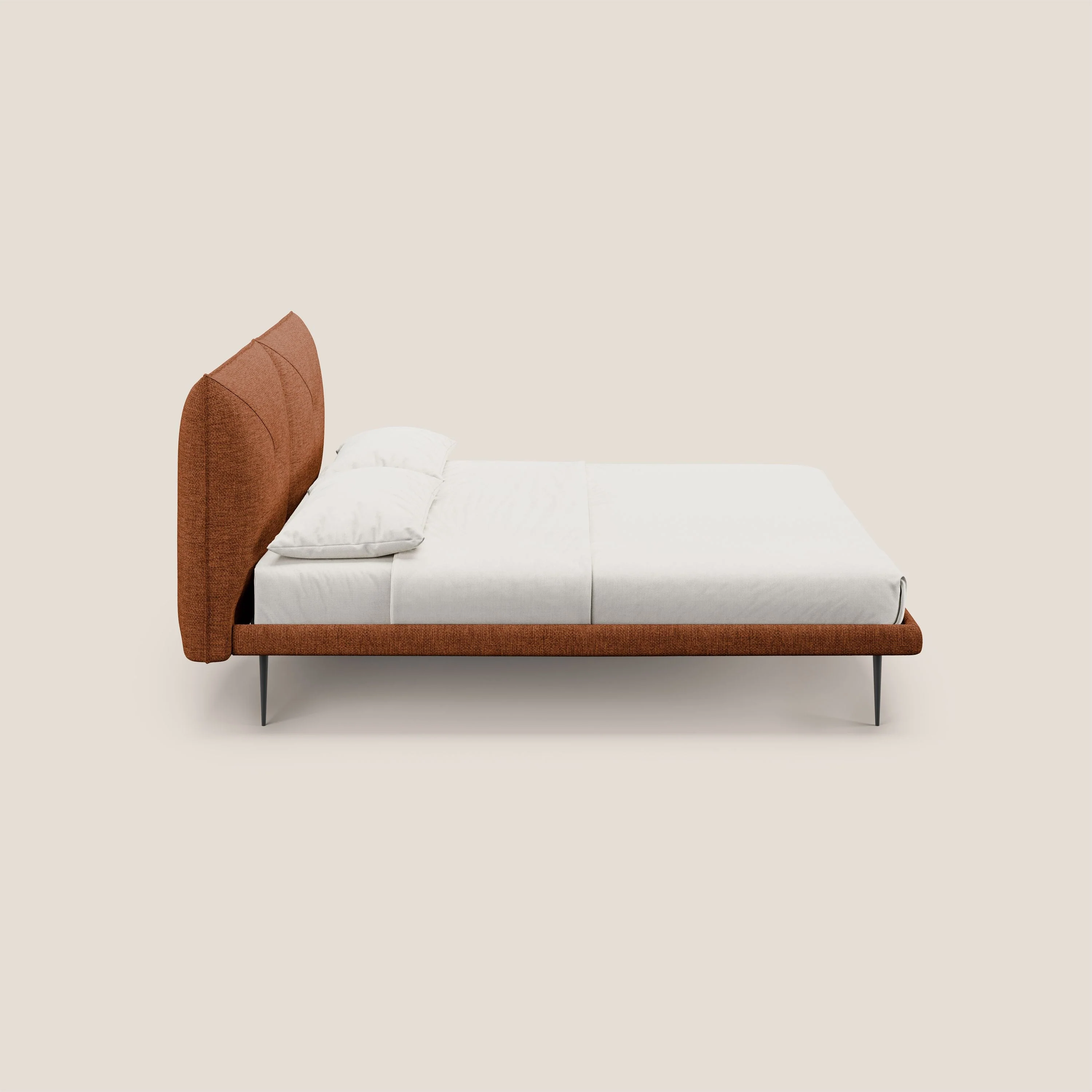 Jolie lit à double panneau et pieds hauts en métal en tissu détachable T18 rouille - Image 5