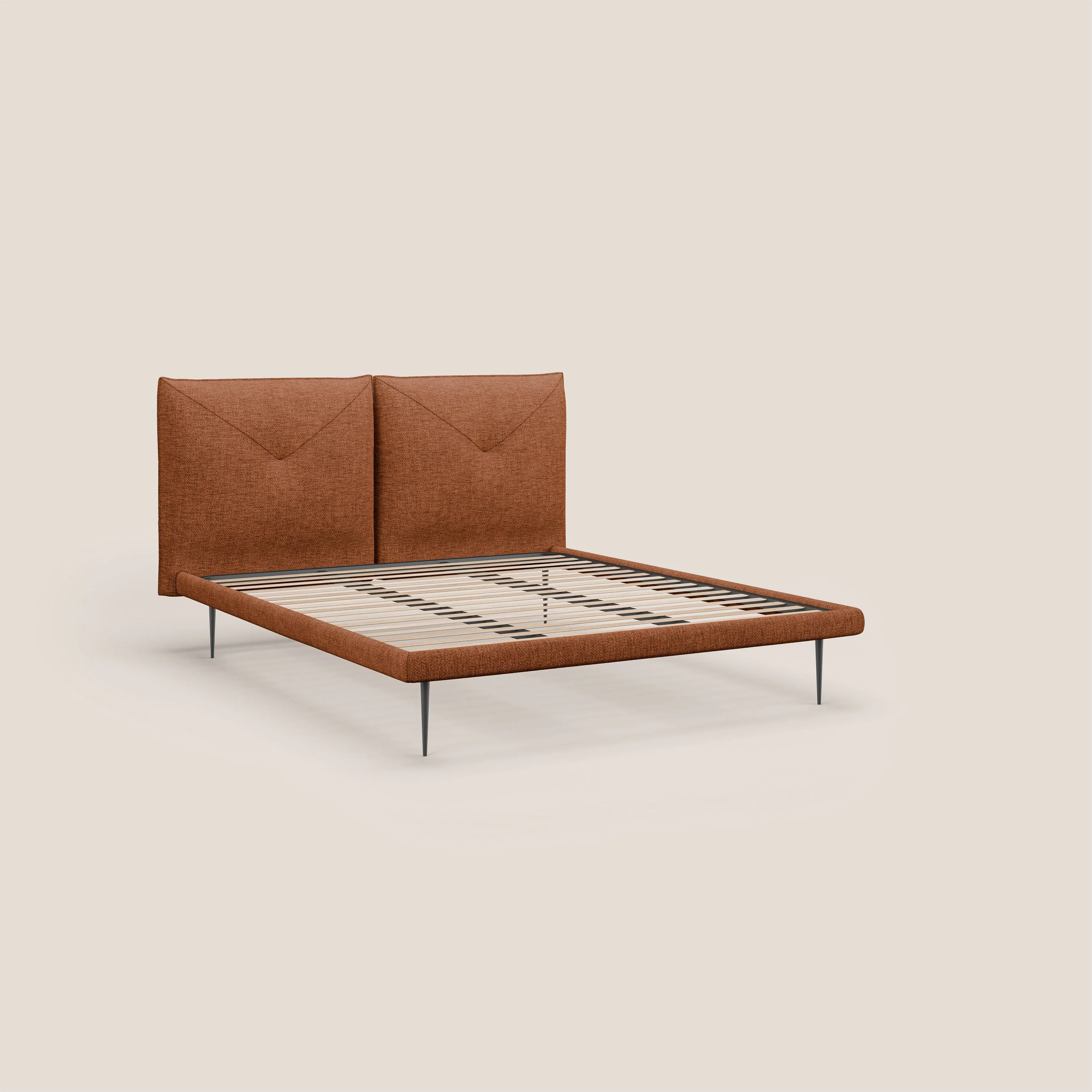 Jolie lit à double panneau et pieds hauts en métal en tissu détachable T18 rouille - Image 8