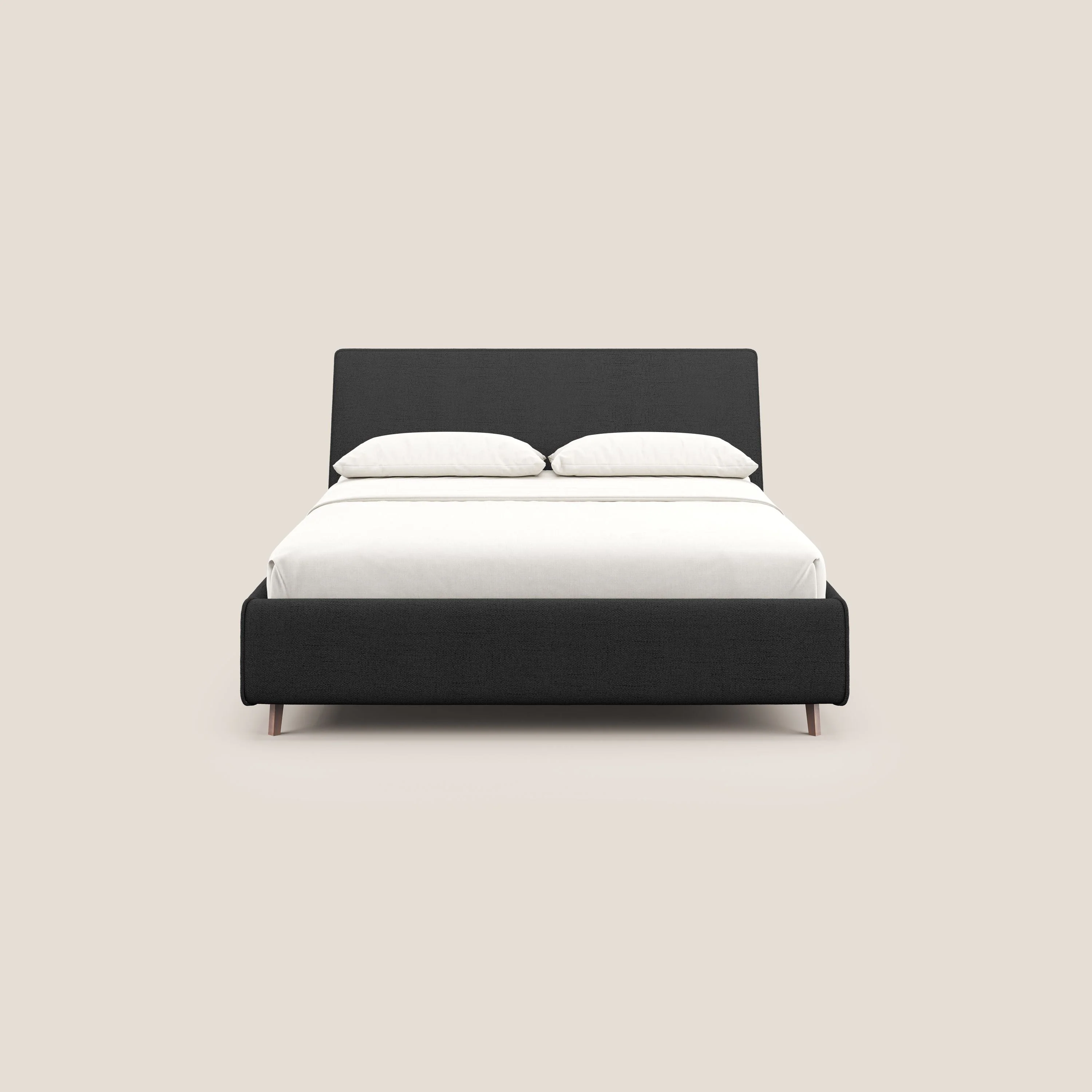 Justin lit rembourré avec coffre et déhoussable en tissu flammé imperméable T03 anthracite - Image 3