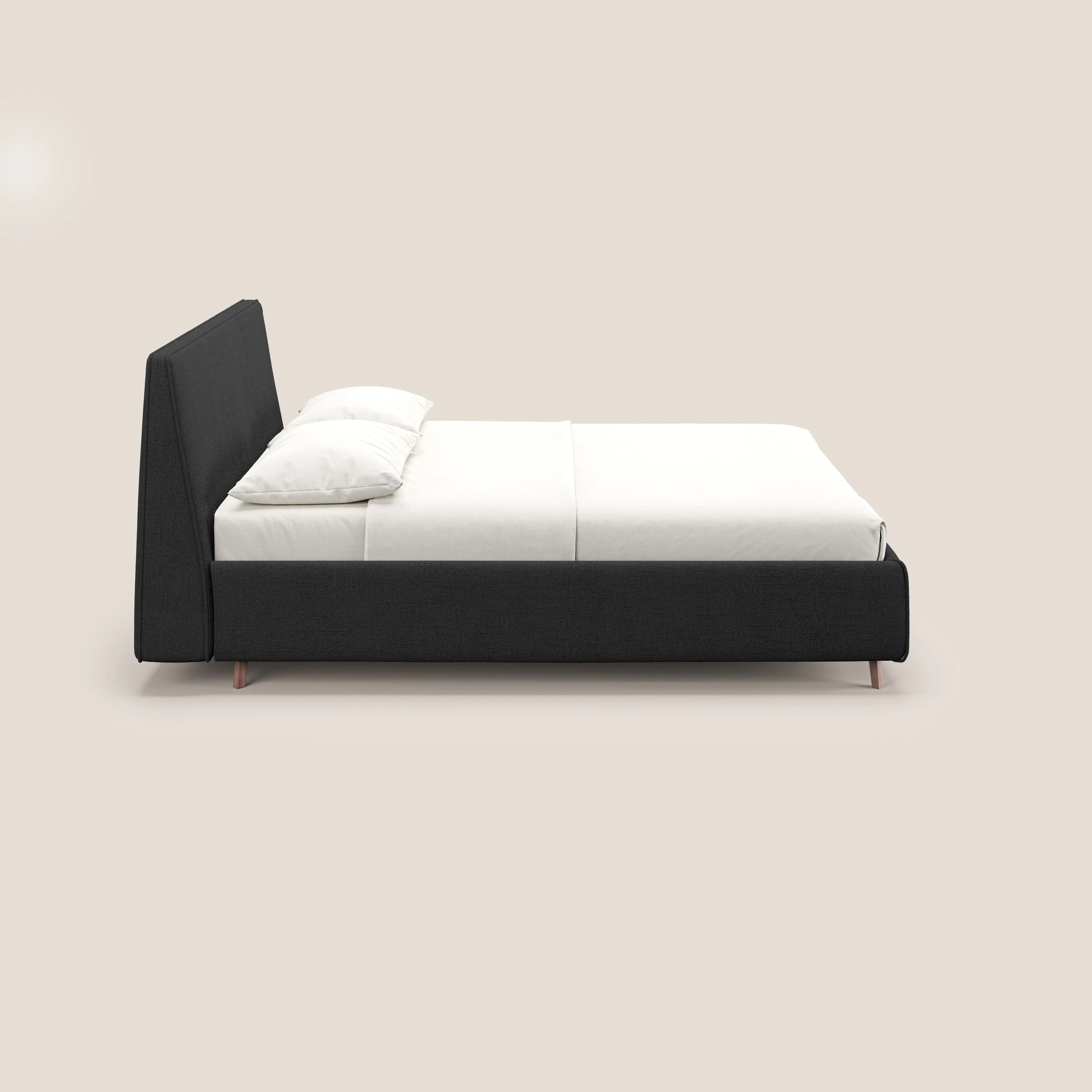 Justin lit rembourré avec coffre et déhoussable en tissu flammé imperméable T03 anthracite - Image 5