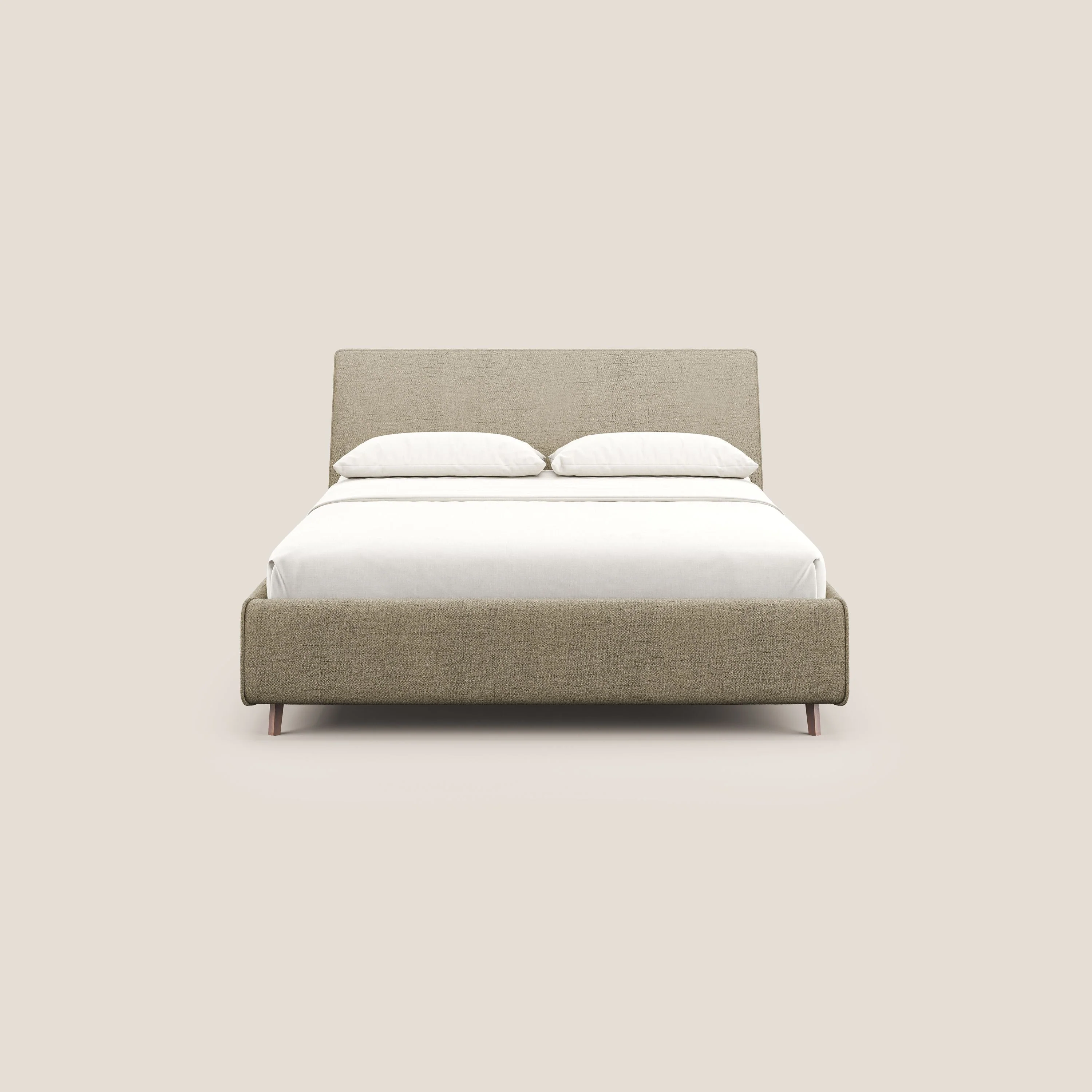 Justin lit rembourré avec coffre et déhoussable en tissu flammé imperméable T03 beige - Image 3