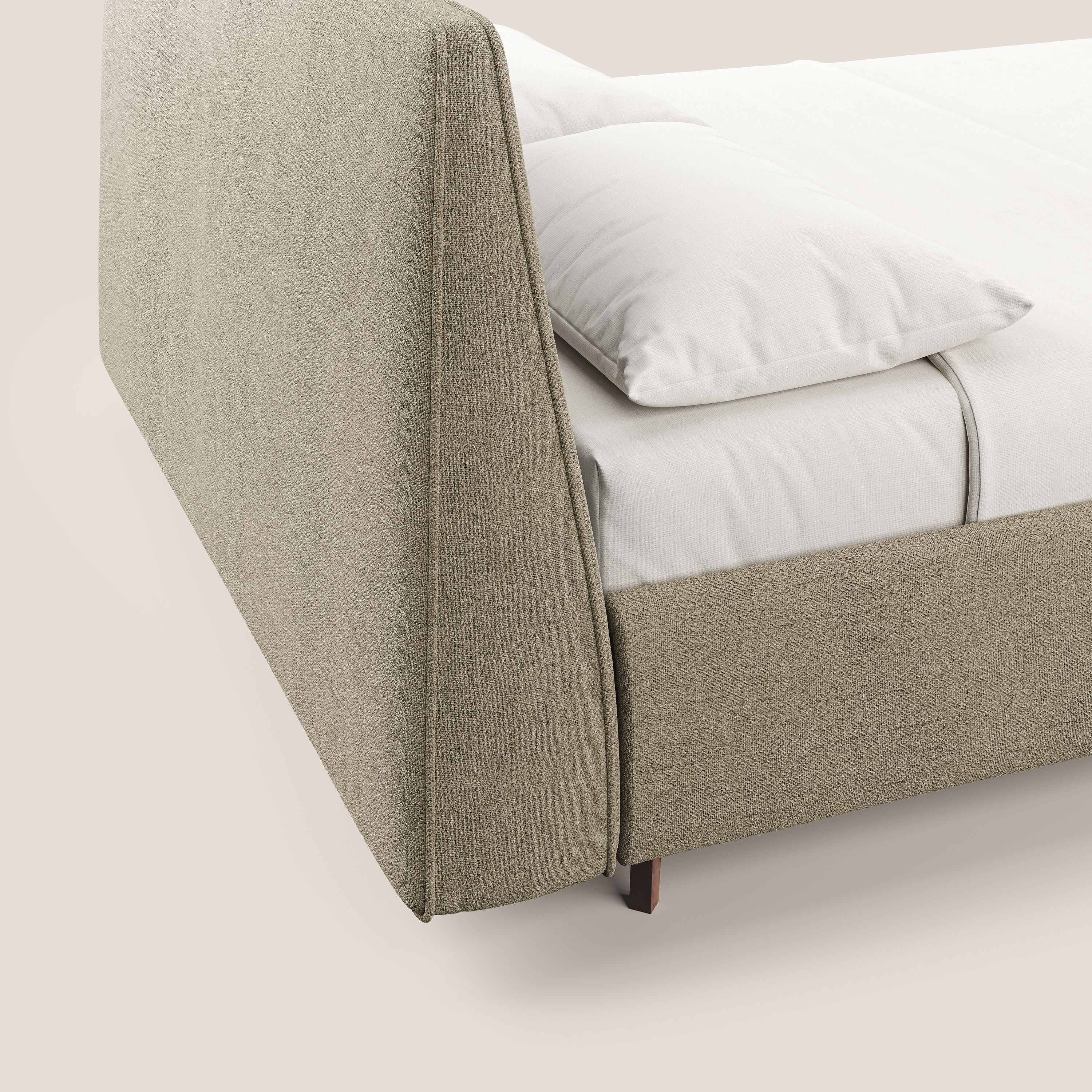 Justin lit rembourré avec coffre et déhoussable en tissu flammé imperméable T03 beige - Image 4