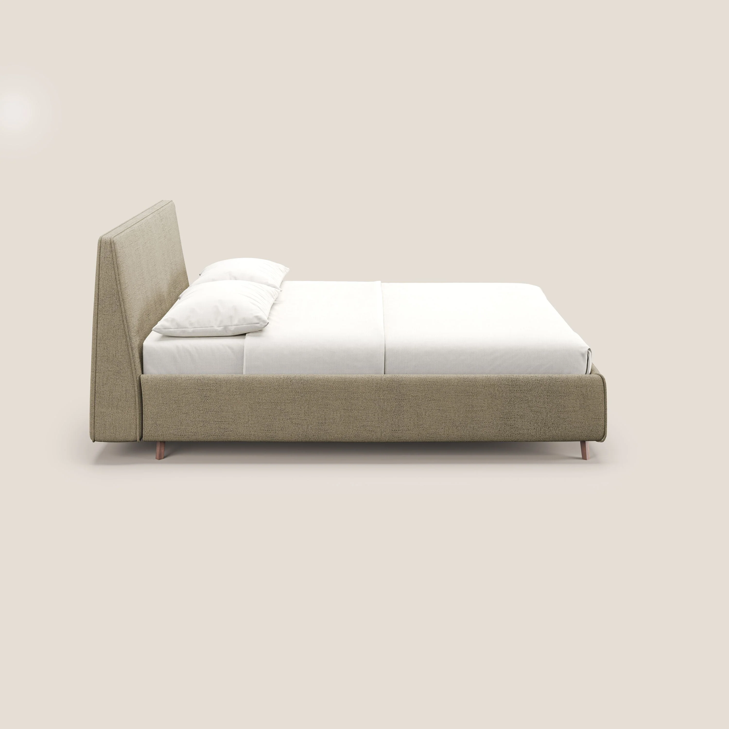 Justin lit rembourré avec coffre et déhoussable en tissu flammé imperméable T03 beige - Image 5