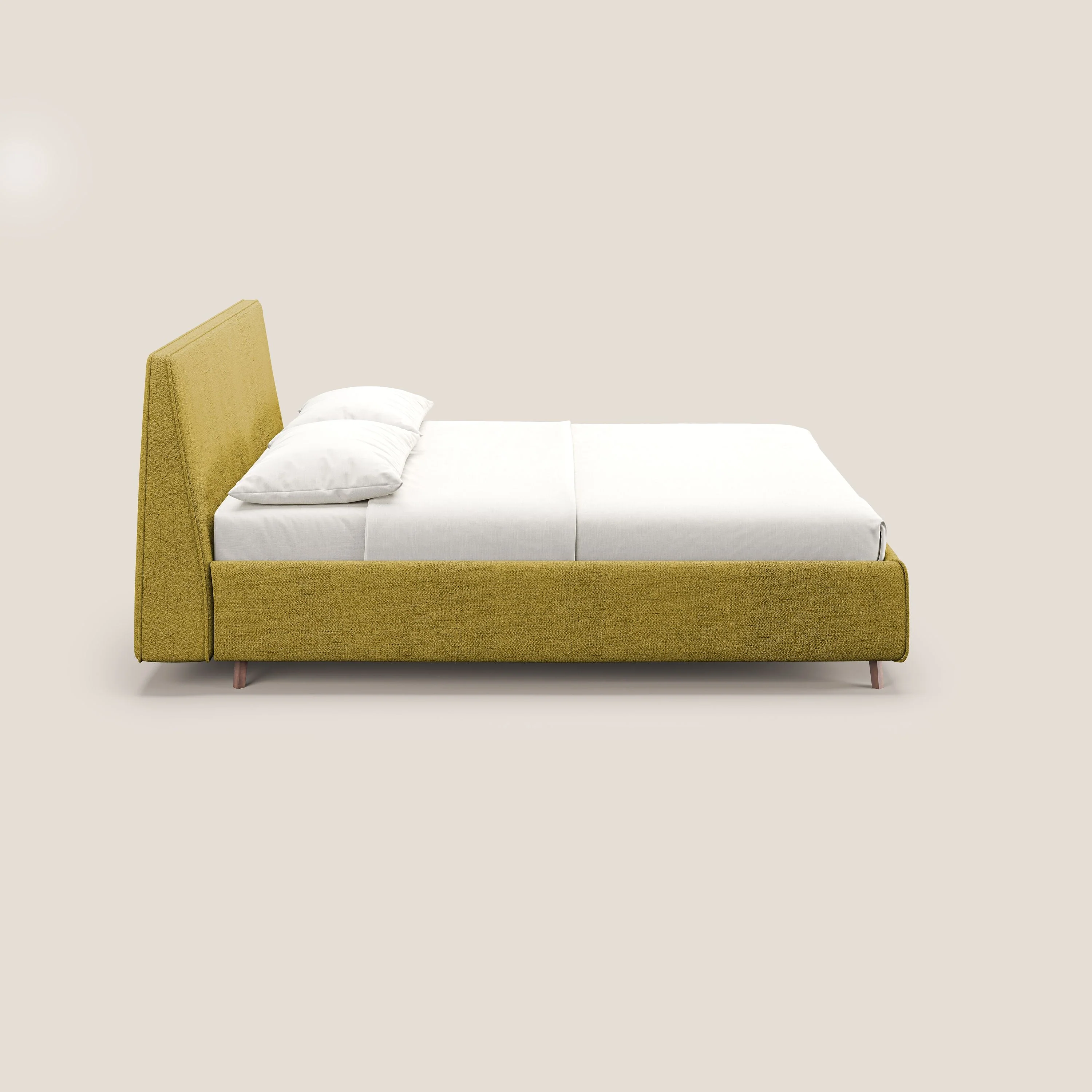 Justin lit rembourré avec coffre et déhoussable en tissu flammé imperméable T03 jaune - Image 5