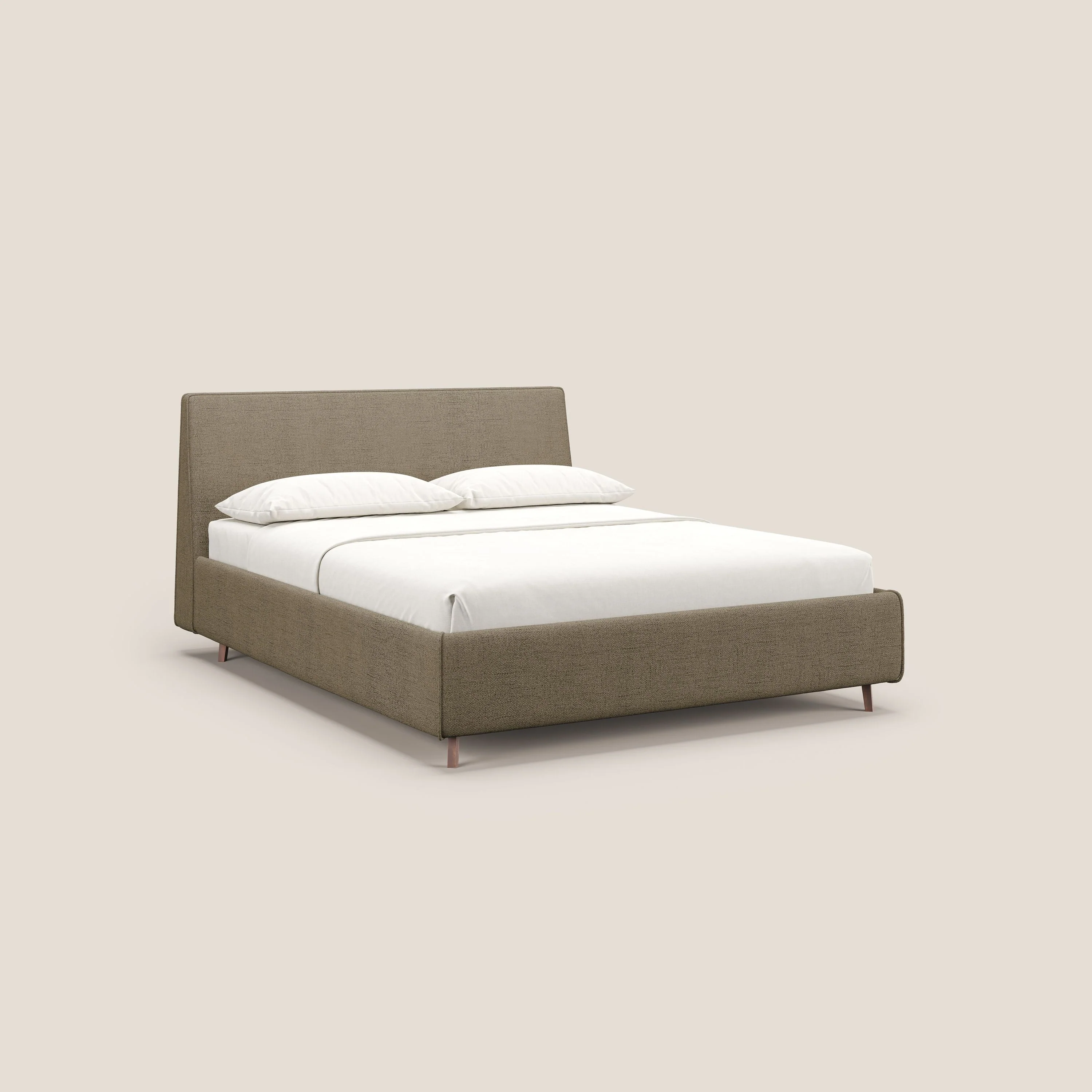 Justin lit rembourré avec coffre et déhoussable en tissu flammé imperméable T03 marron