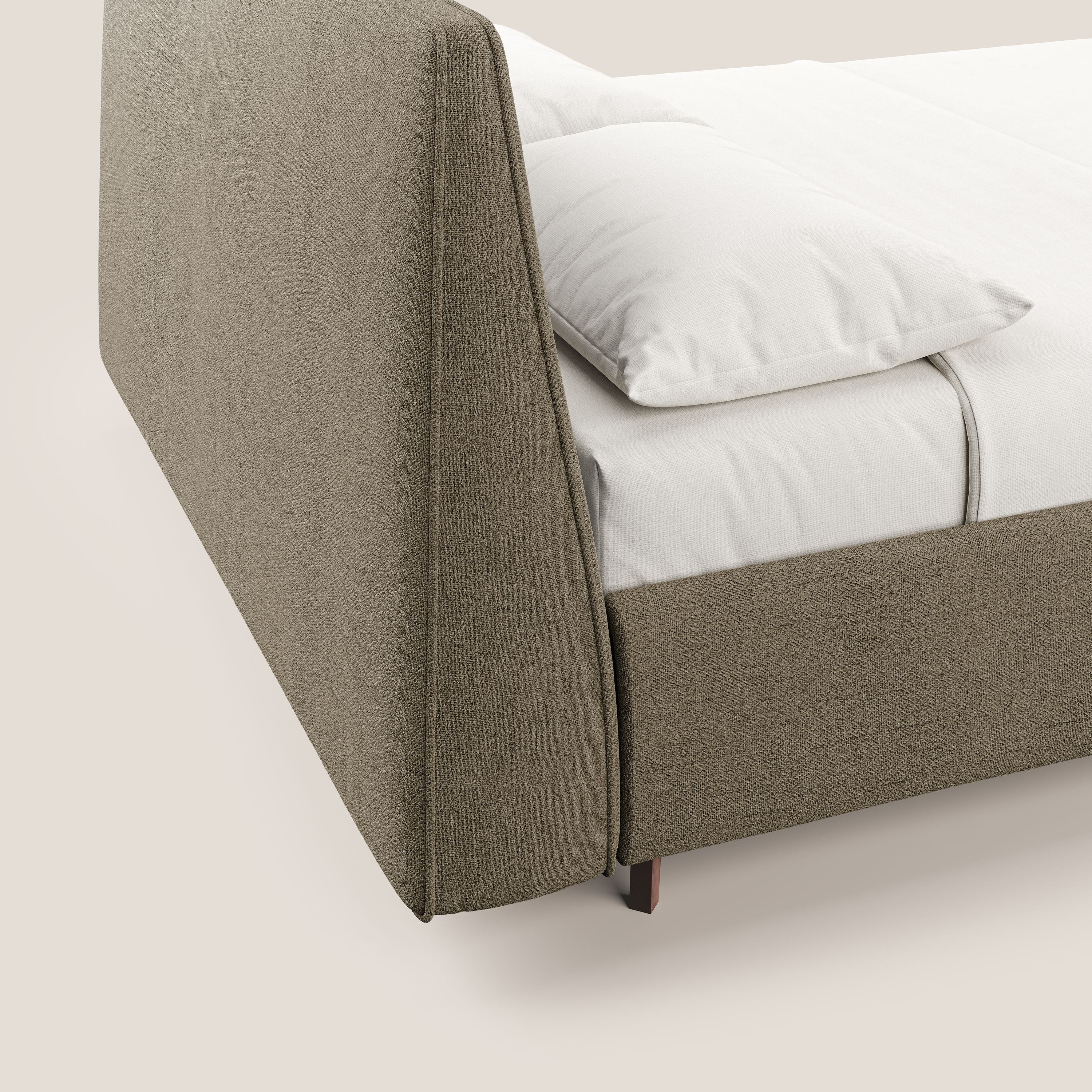 Justin lit rembourré avec coffre et déhoussable en tissu flammé imperméable T03 marron - Image 4
