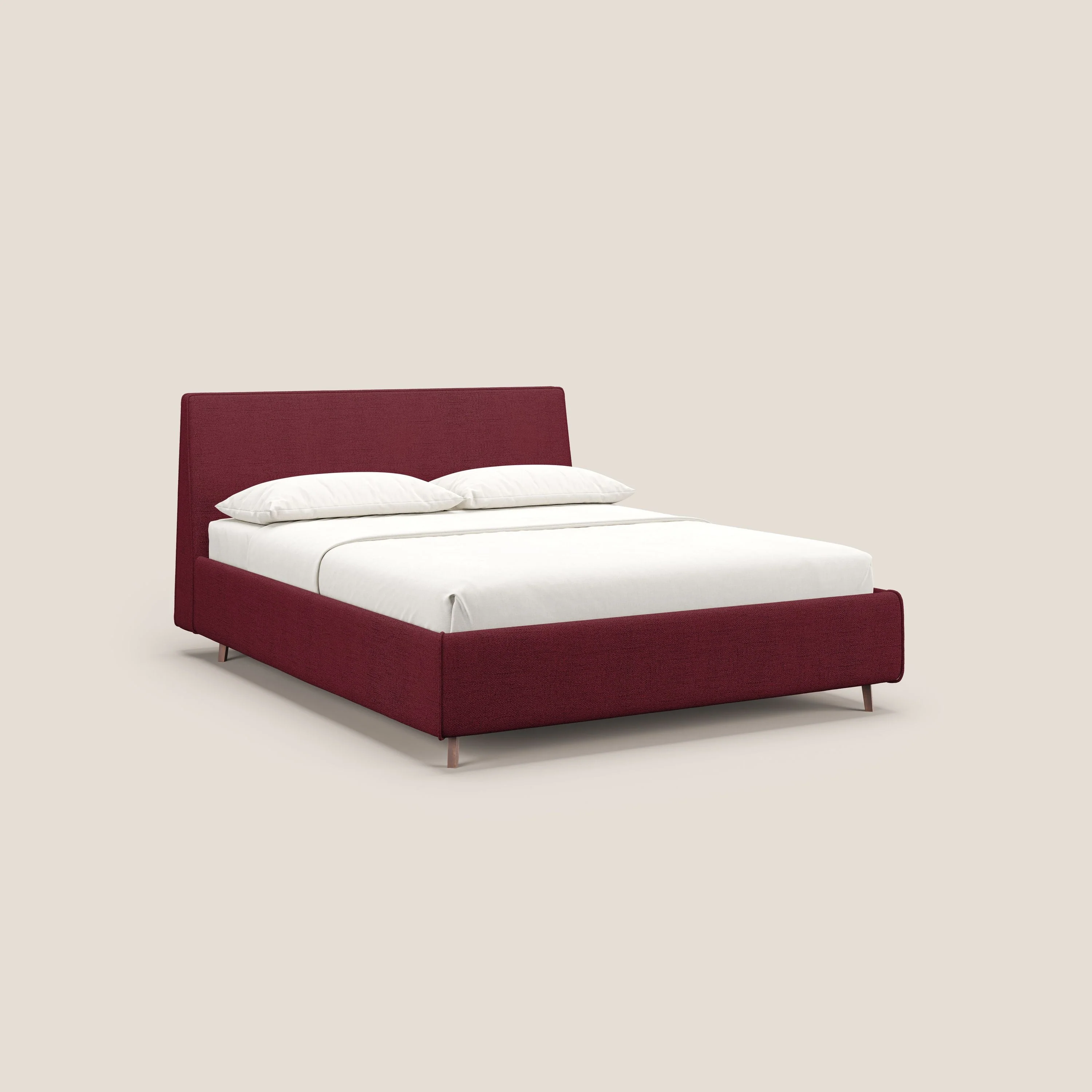 Justin lit rembourré avec coffre et déhoussable en tissu flammé imperméable T03 rouge