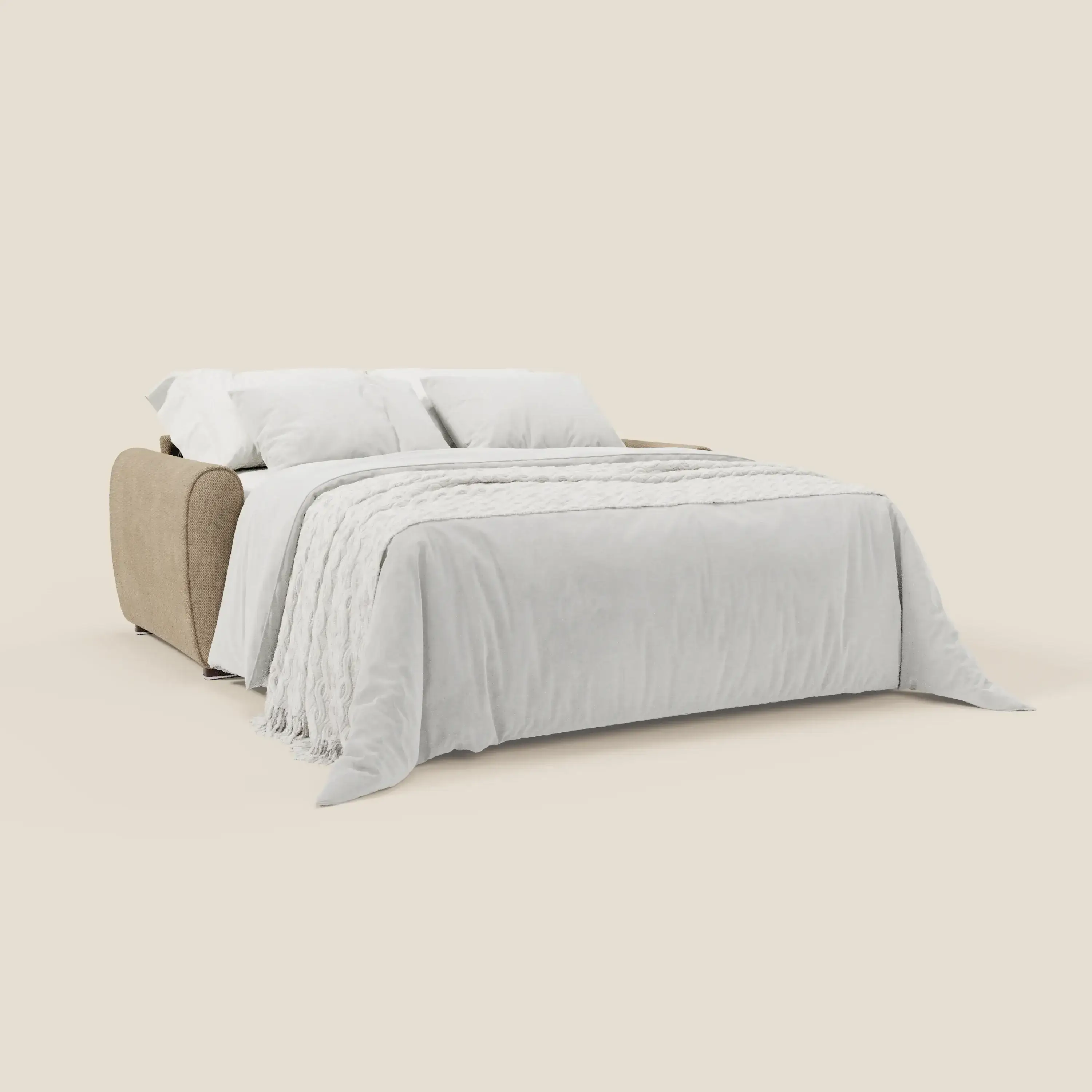 Kaleo Canapé convertible moderne avec matelas H17 cm - en tissu imperméable T26 beige - Image 2