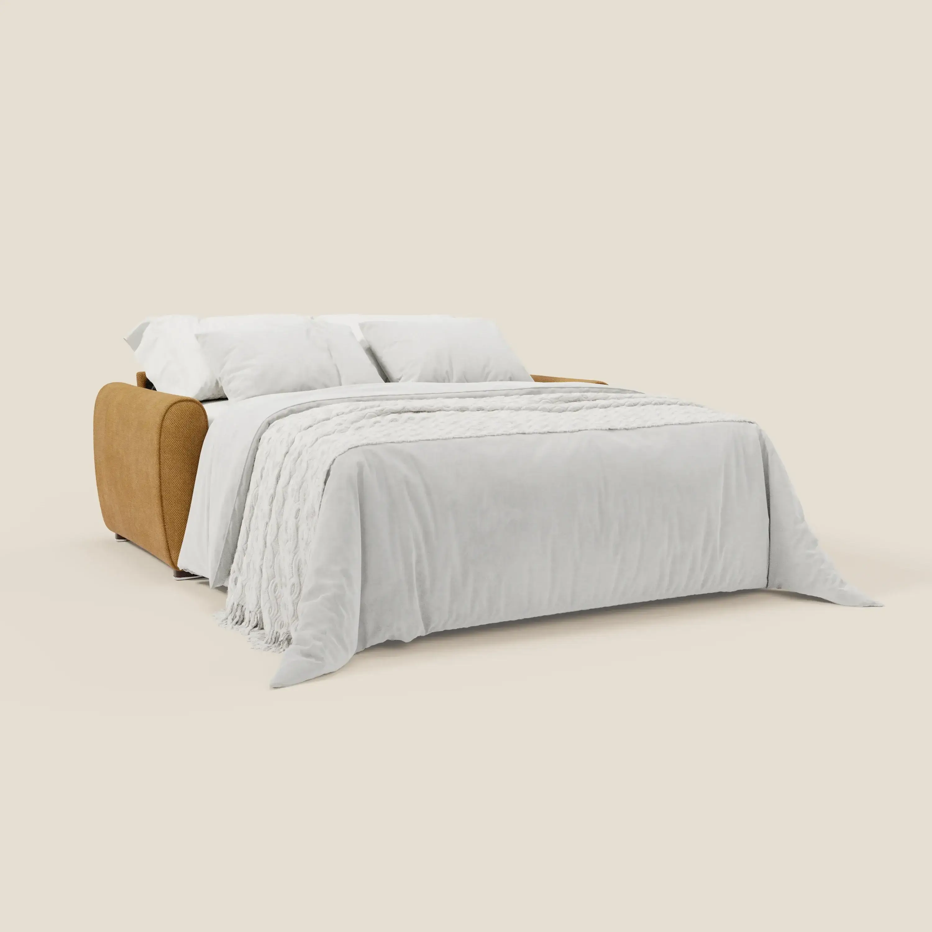 Kaleo Canapé convertible moderne avec matelas H17 cm - en tissu imperméable T26 jaune - Image 2