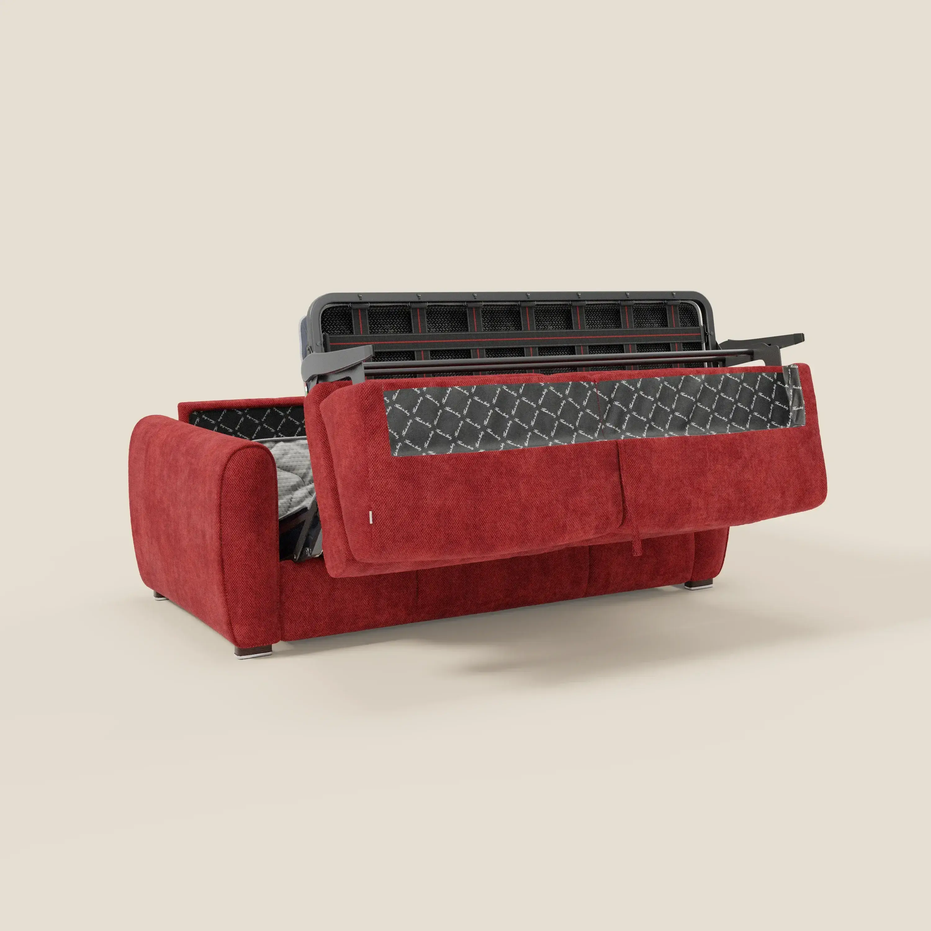 Kaleo Canapé convertible moderne avec matelas H17 cm - en tissu imperméable T26 rouge - Image 10