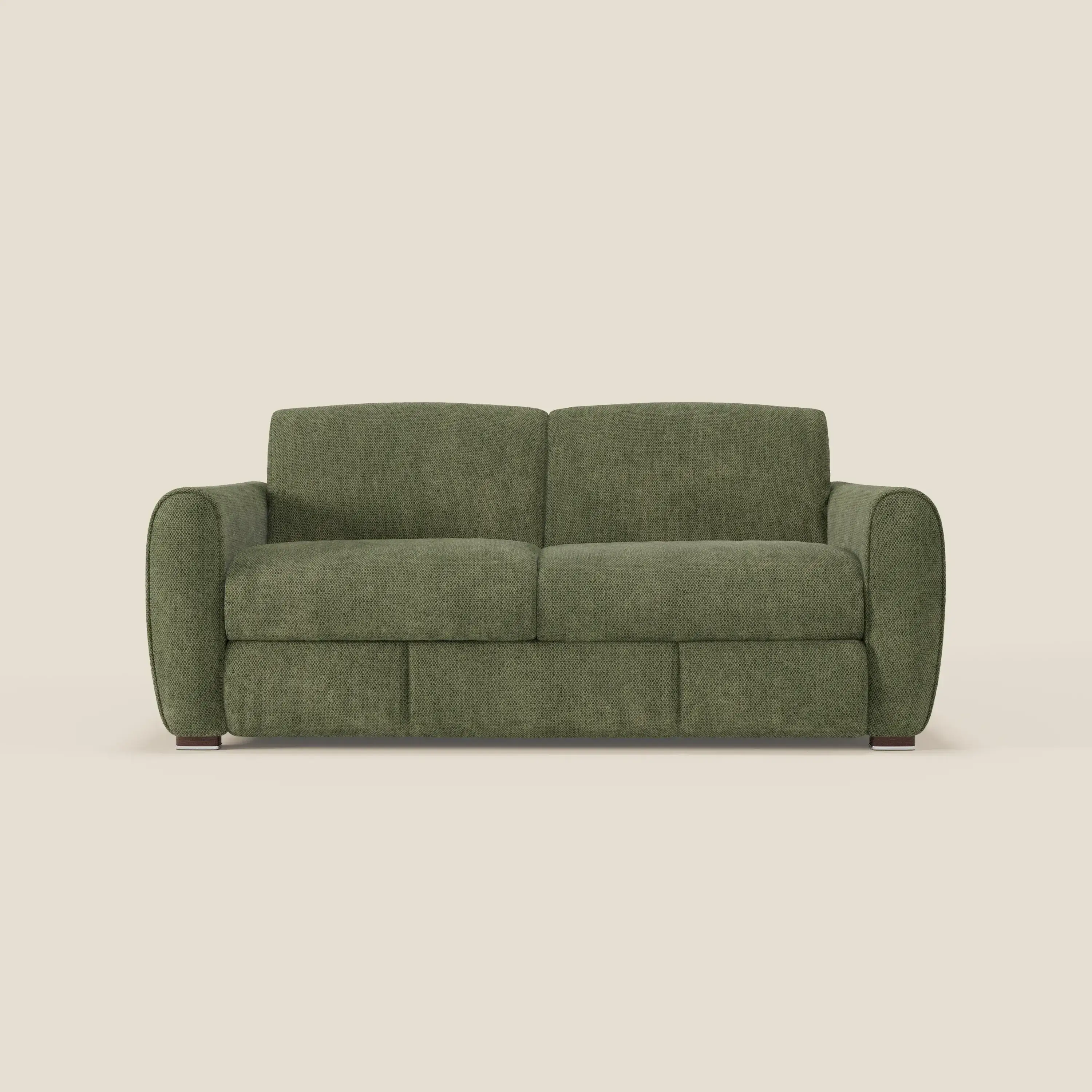 Kaleo Canapé convertible moderne avec matelas H17 cm - en tissu imperméable T26 vert mousse