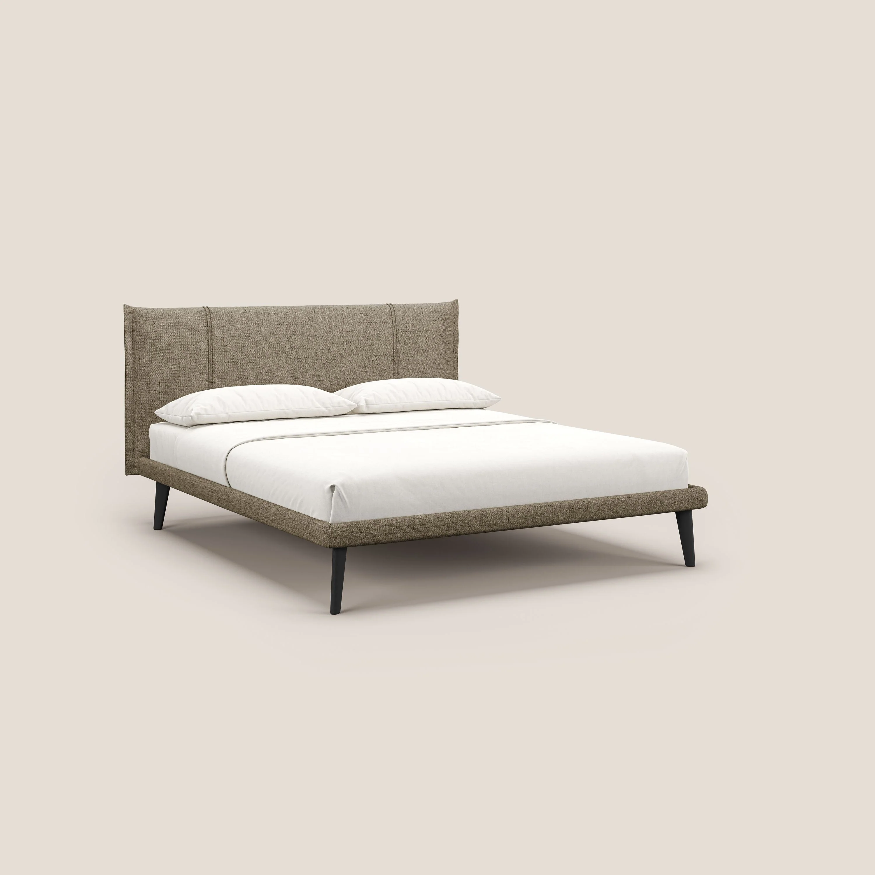 Klaus lit moderne avec pieds foncés et tissu flammé imperméable T03 marron