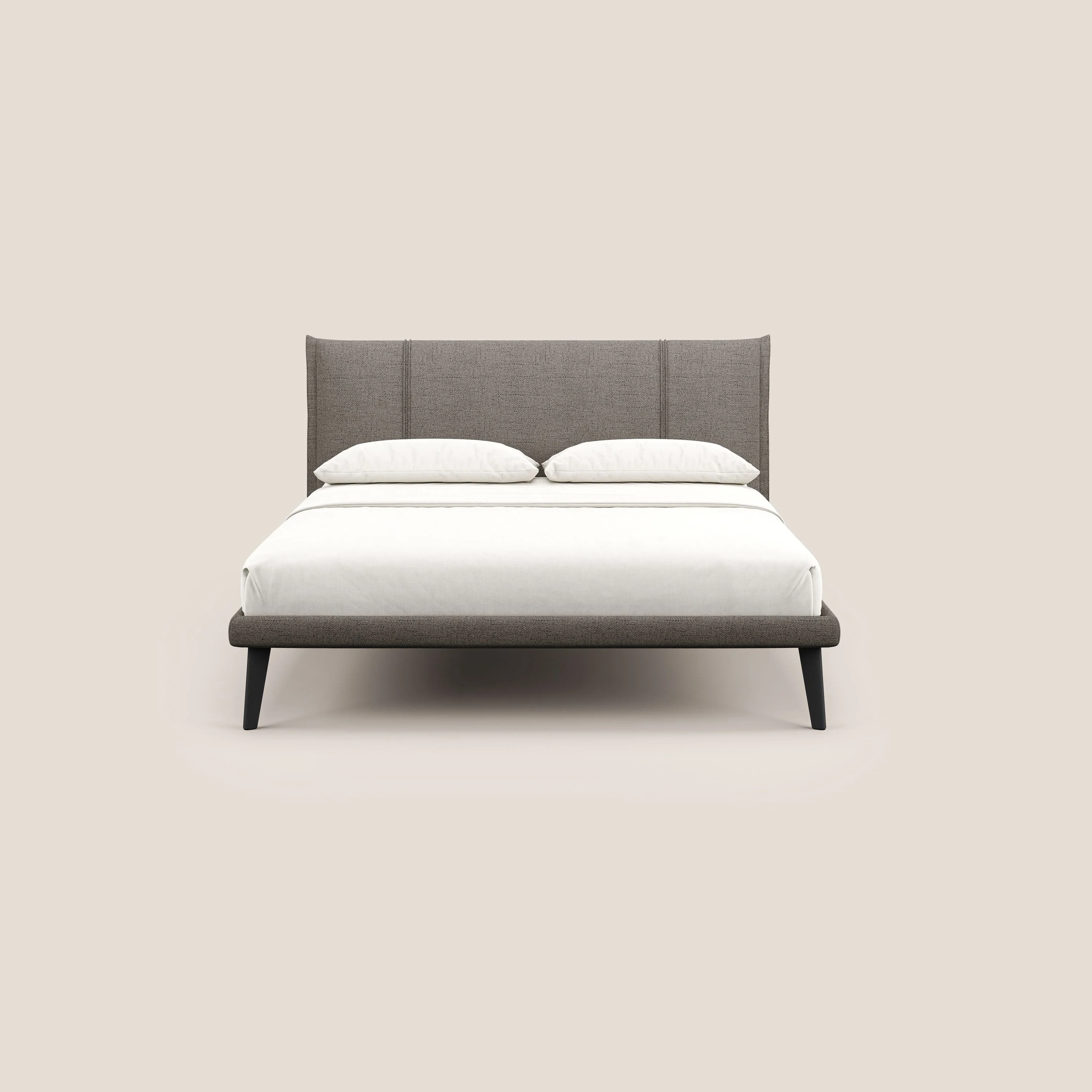 Klaus lit moderne avec pieds foncés et tissu flammé imperméable T03 taupe - Image 2