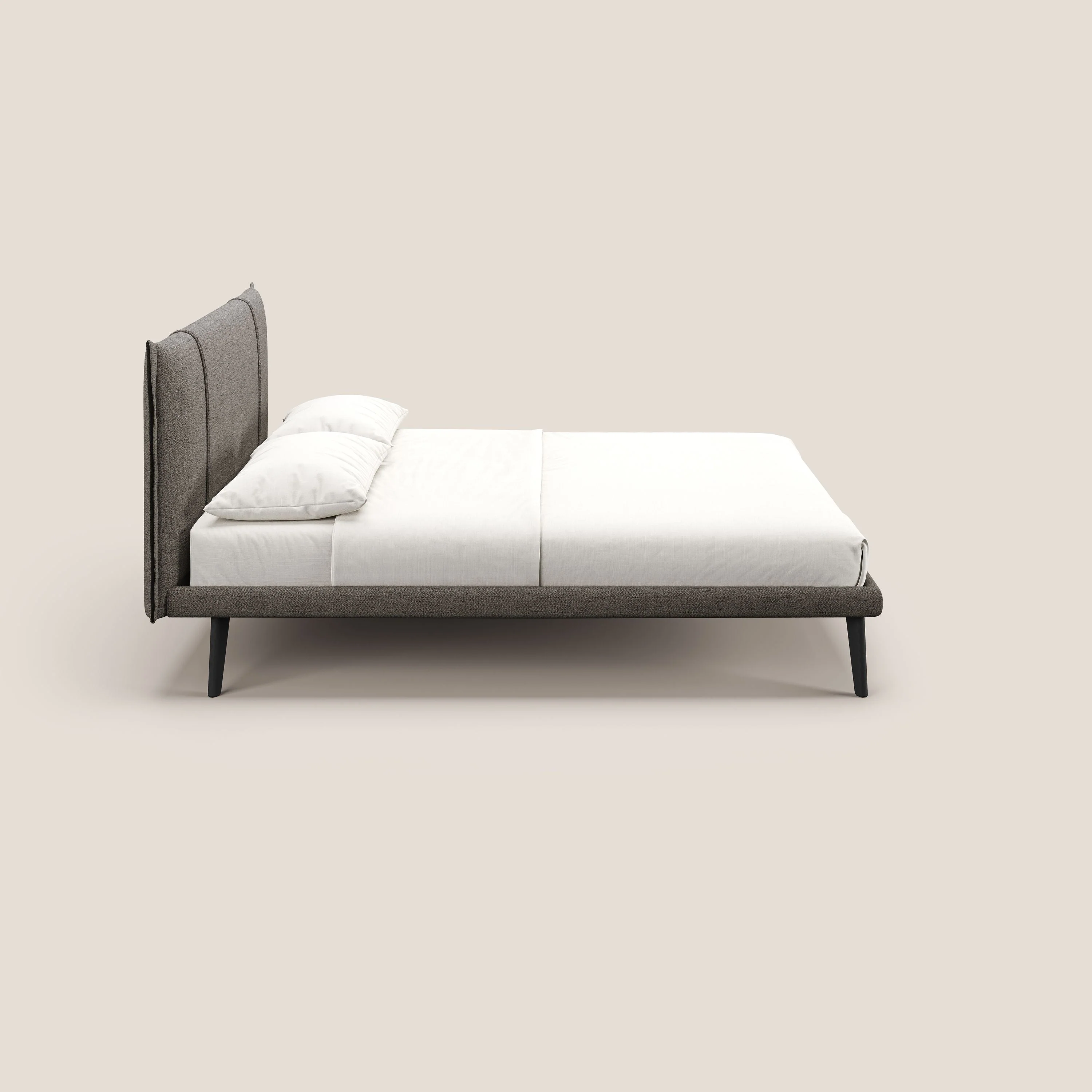 Klaus lit moderne avec pieds foncés et tissu flammé imperméable T03 taupe - Image 3