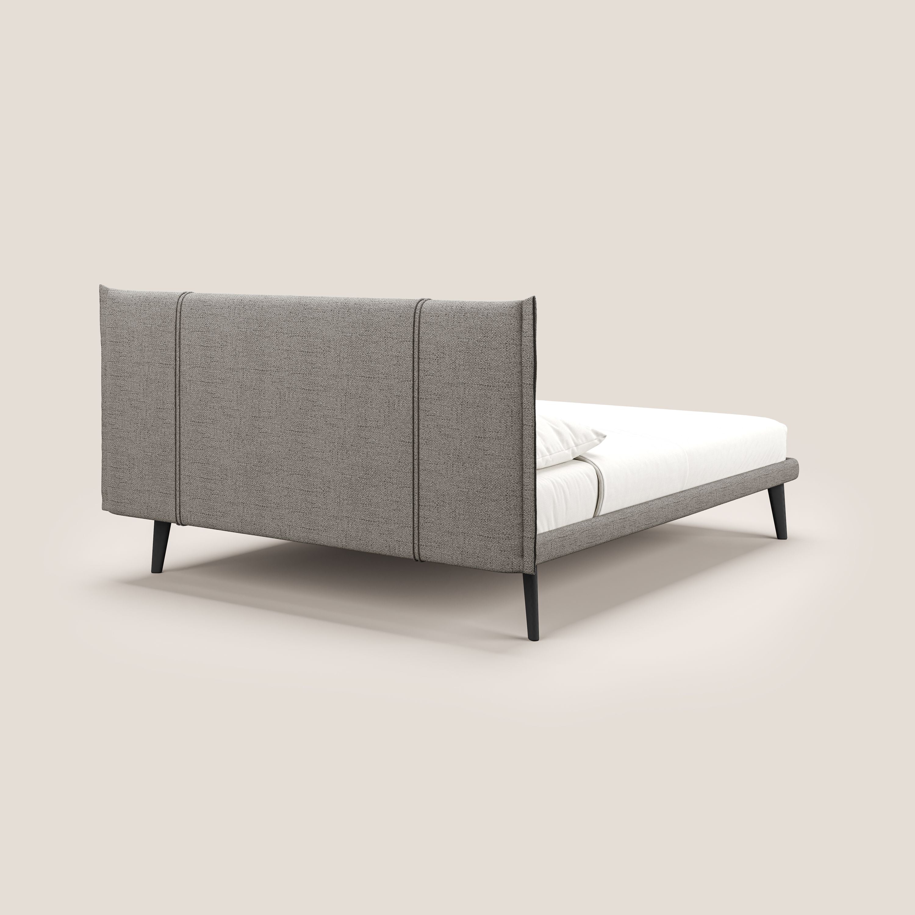 Klaus lit moderne avec pieds foncés et tissu flammé imperméable T03 taupe - Image 4
