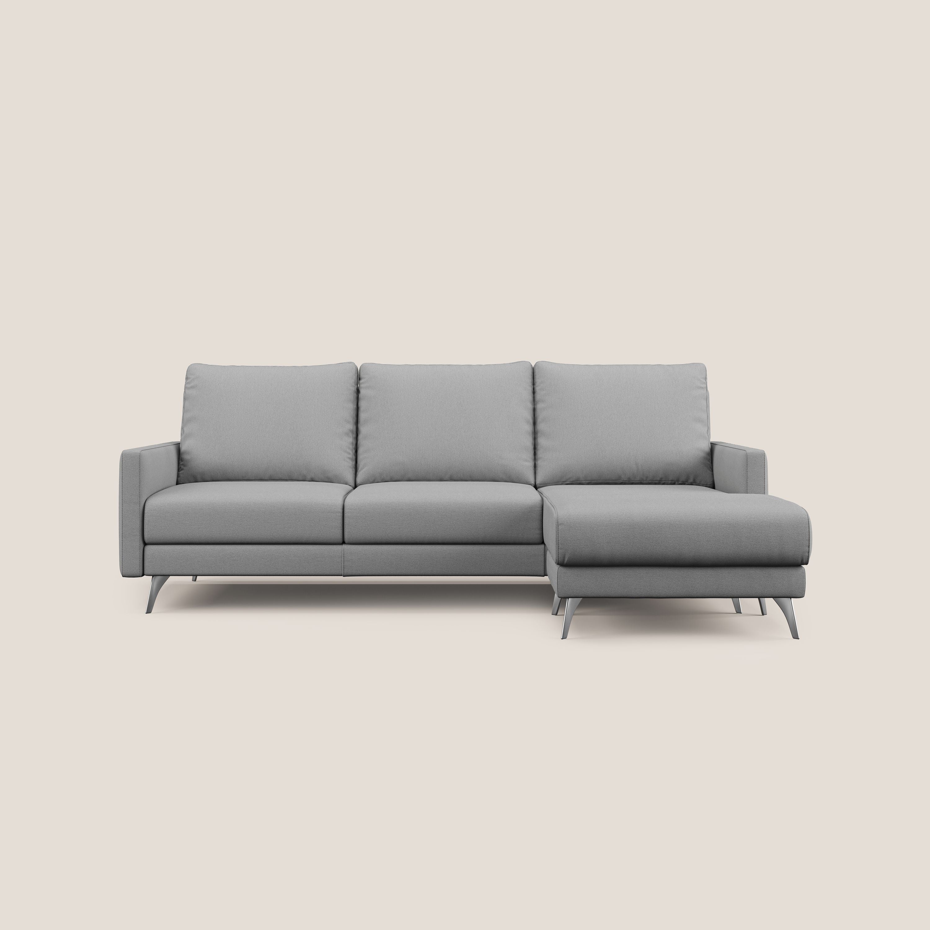 Klimt canapé d'angle avec assises coulissantes en tissu dous détachable T05 gris