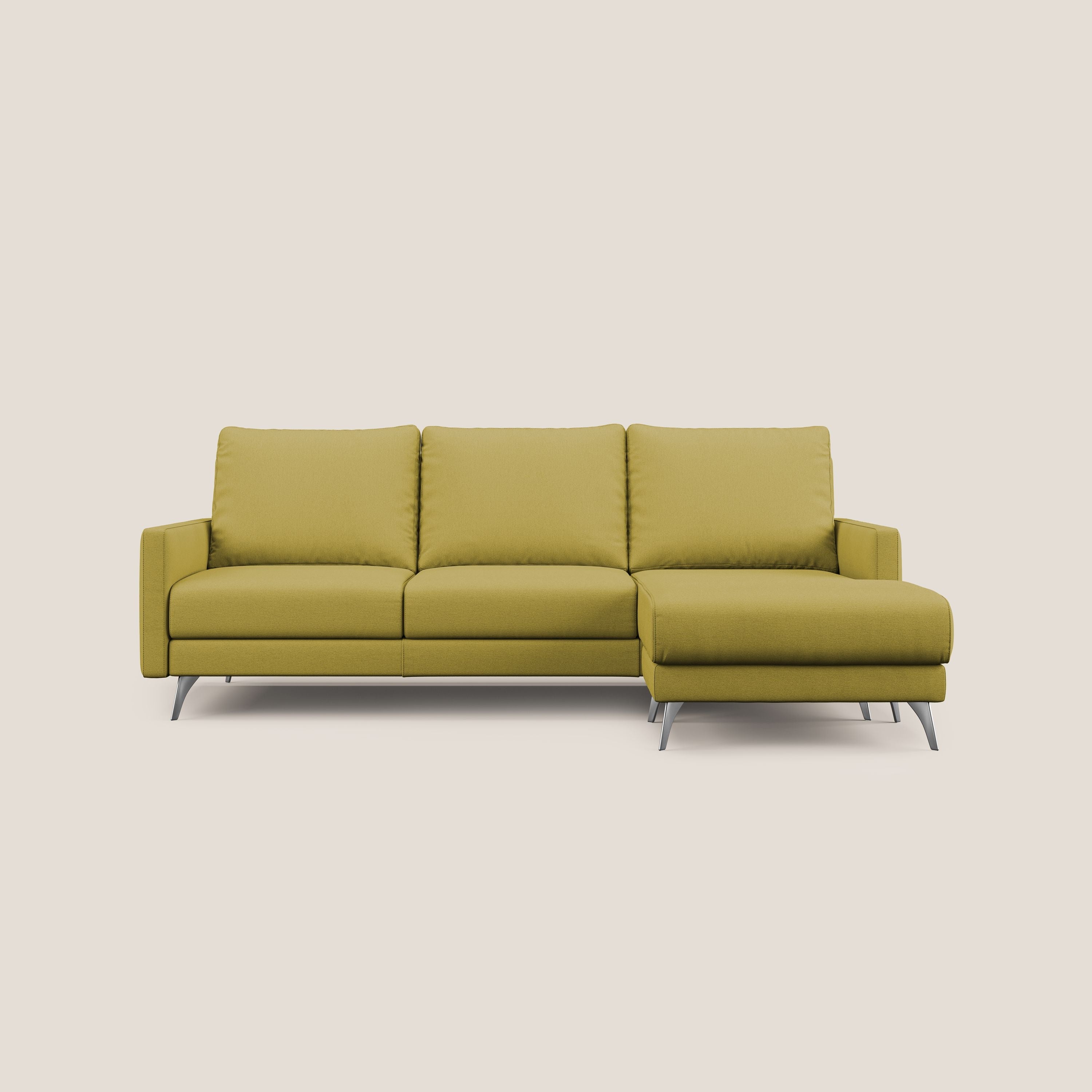 Klimt canapé d'angle avec assises coulissantes en tissu dous détachable T05 jaune