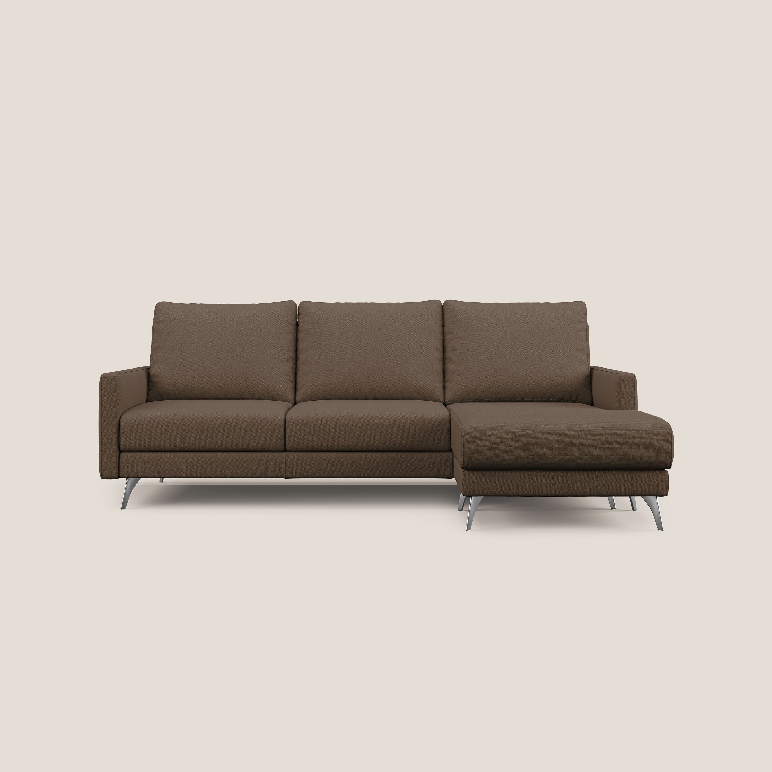 Klimt canapé d'angle avec assises coulissantes en tissu dous détachable T05 marron