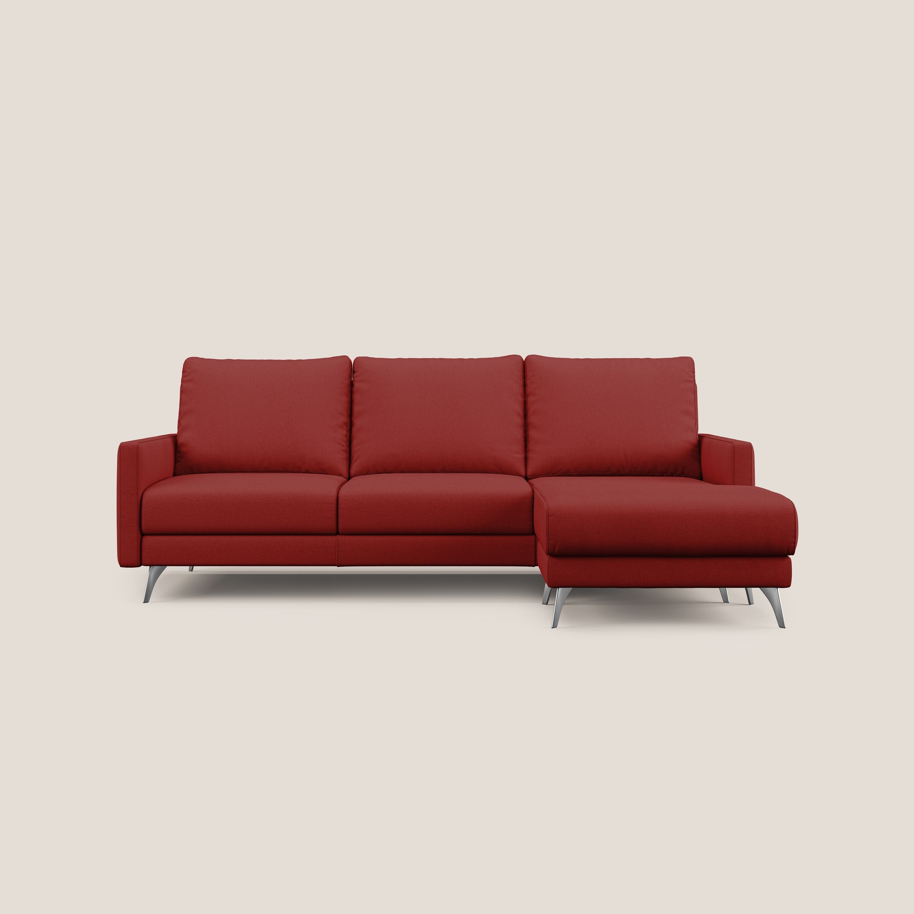 Klimt canapé d'angle avec assises coulissantes en tissu dous détachable T05 rouge