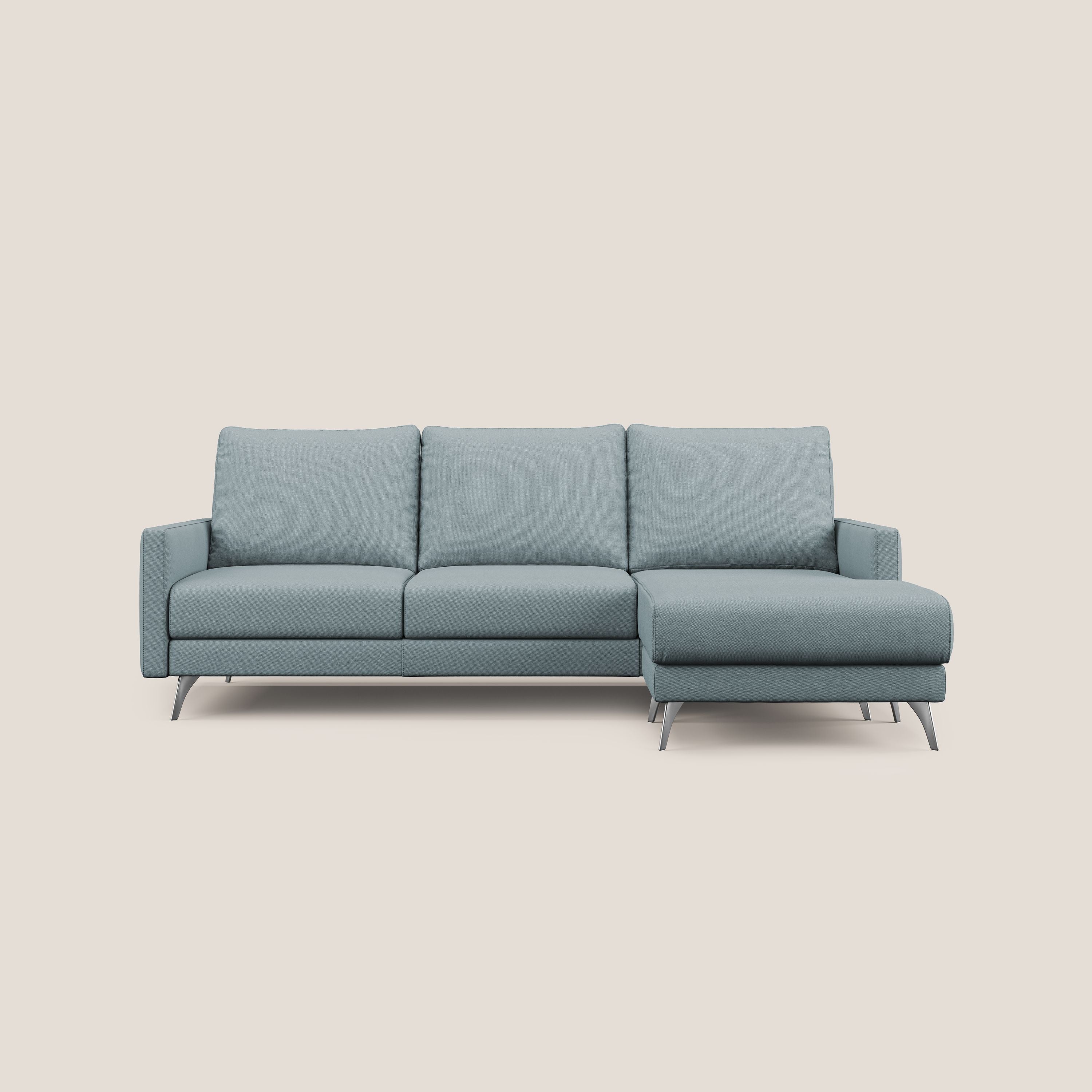 Klimt canapé d'angle avec assises coulissantes en tissu dous détachable T05 sucre glace