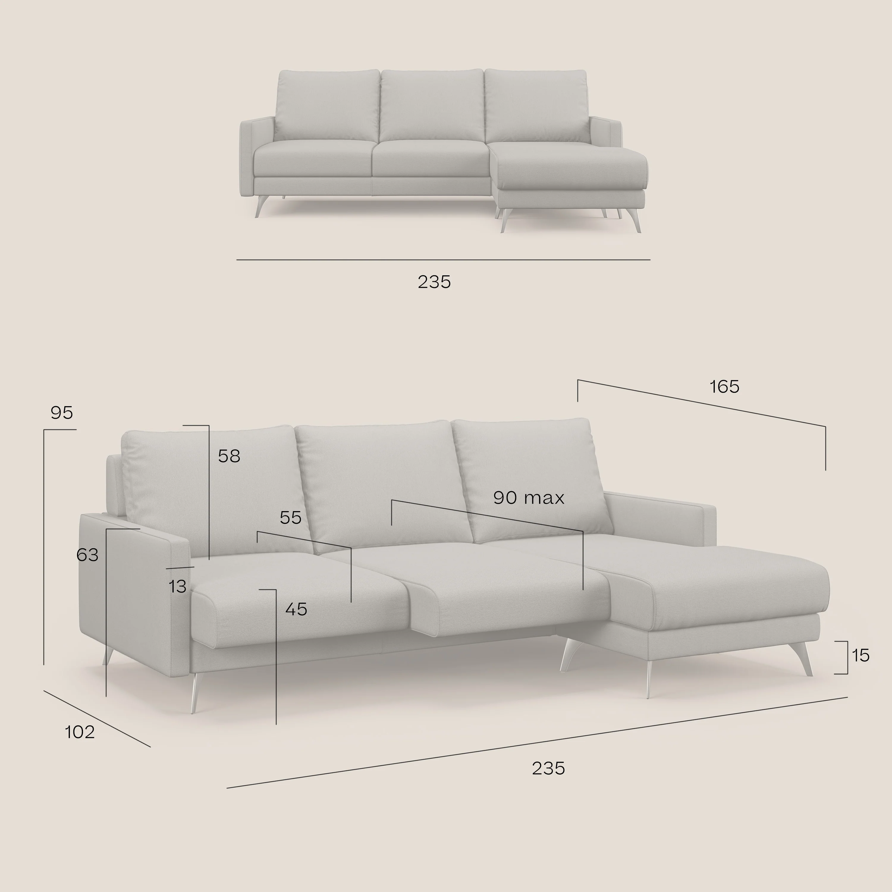 Klimt canapé d'angle avec assises coulissantes en tissu dous détachable T05 vert - Image 12