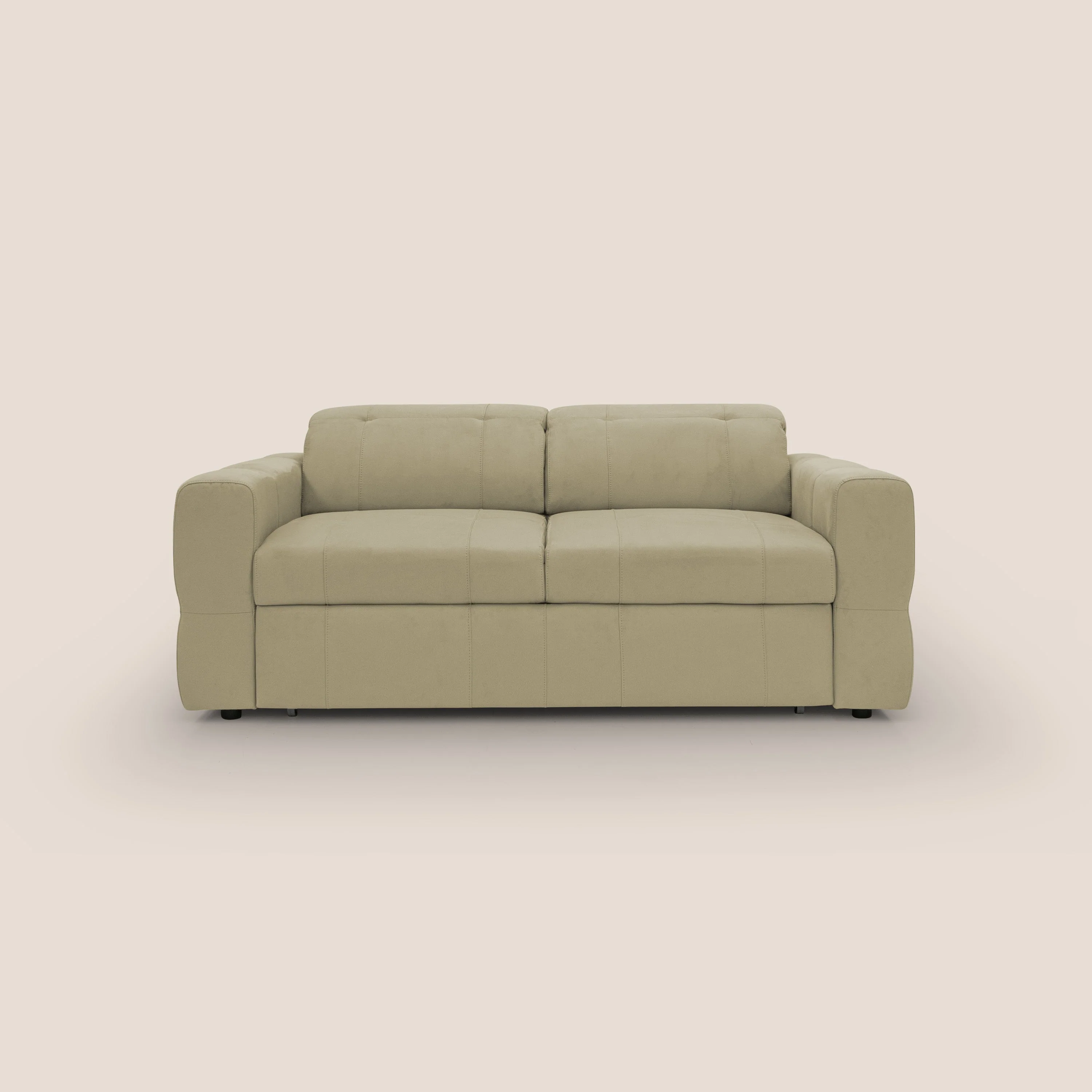 Kronos Canapé avec pouf extractible et têtières inclinalbes en microfibre douce imperméable T11 beige