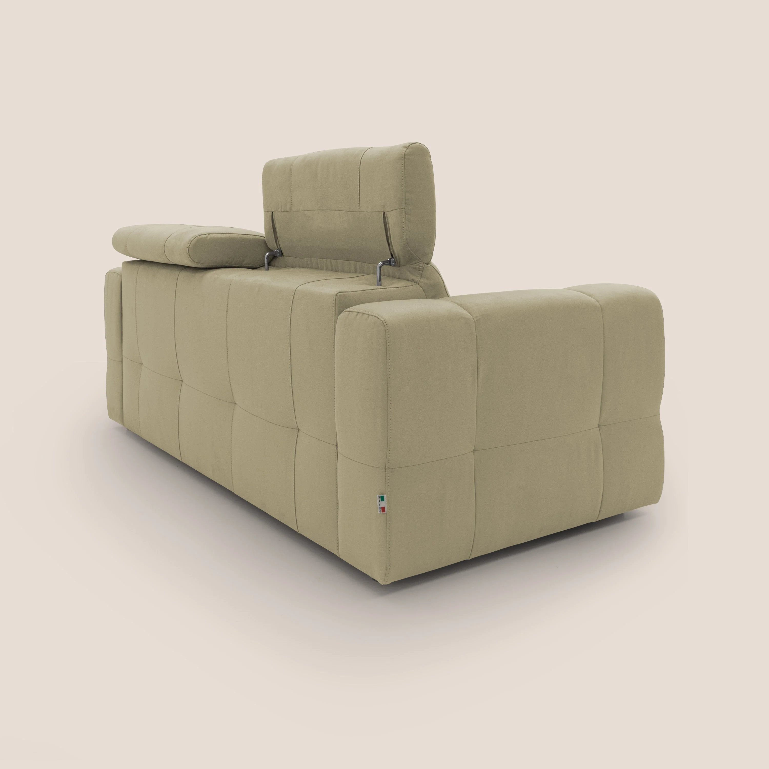 Kronos Canapé avec pouf extractible et têtières inclinalbes en microfibre douce imperméable T11 beige - Image 10