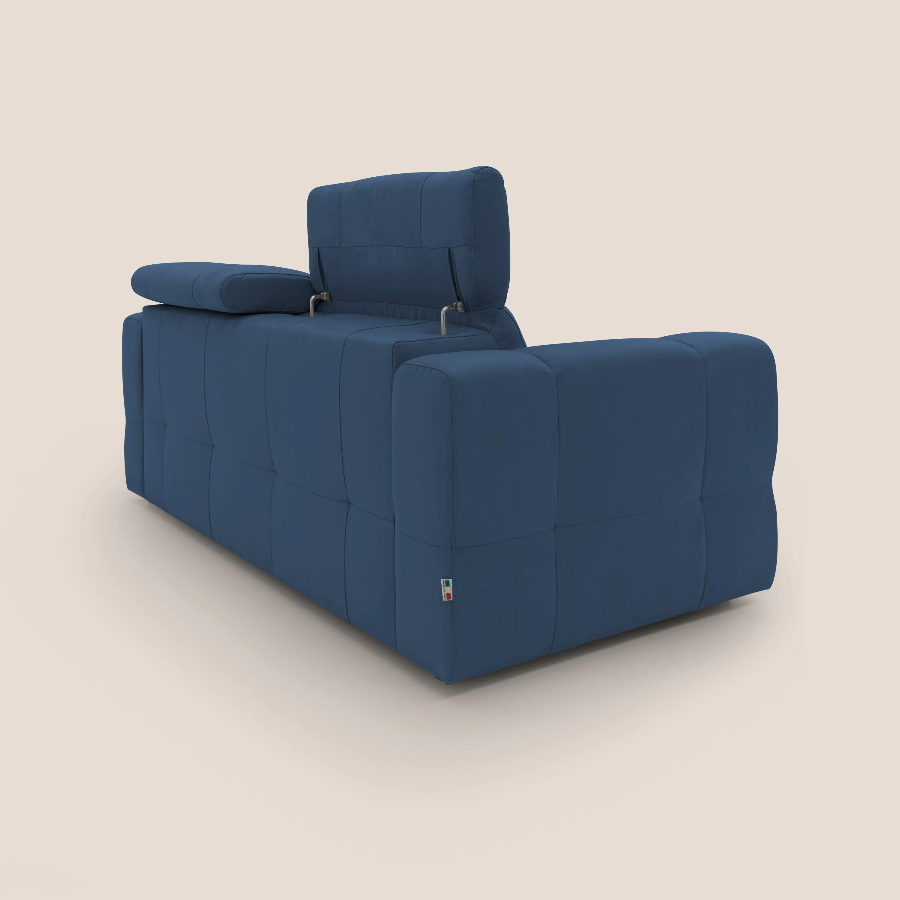 Kronos Canapé avec pouf extractible et têtières inclinalbes en microfibre douce imperméable T11 bleu - Image 10
