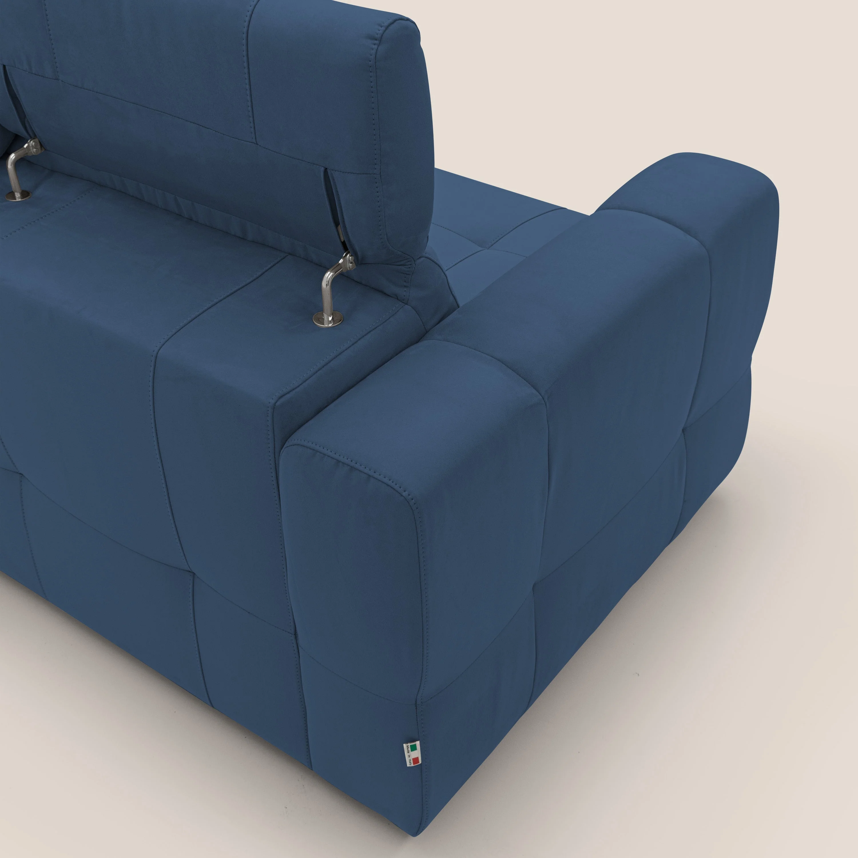 Kronos Canapé avec pouf extractible et têtières inclinalbes en microfibre douce imperméable T11 bleu - Image 11