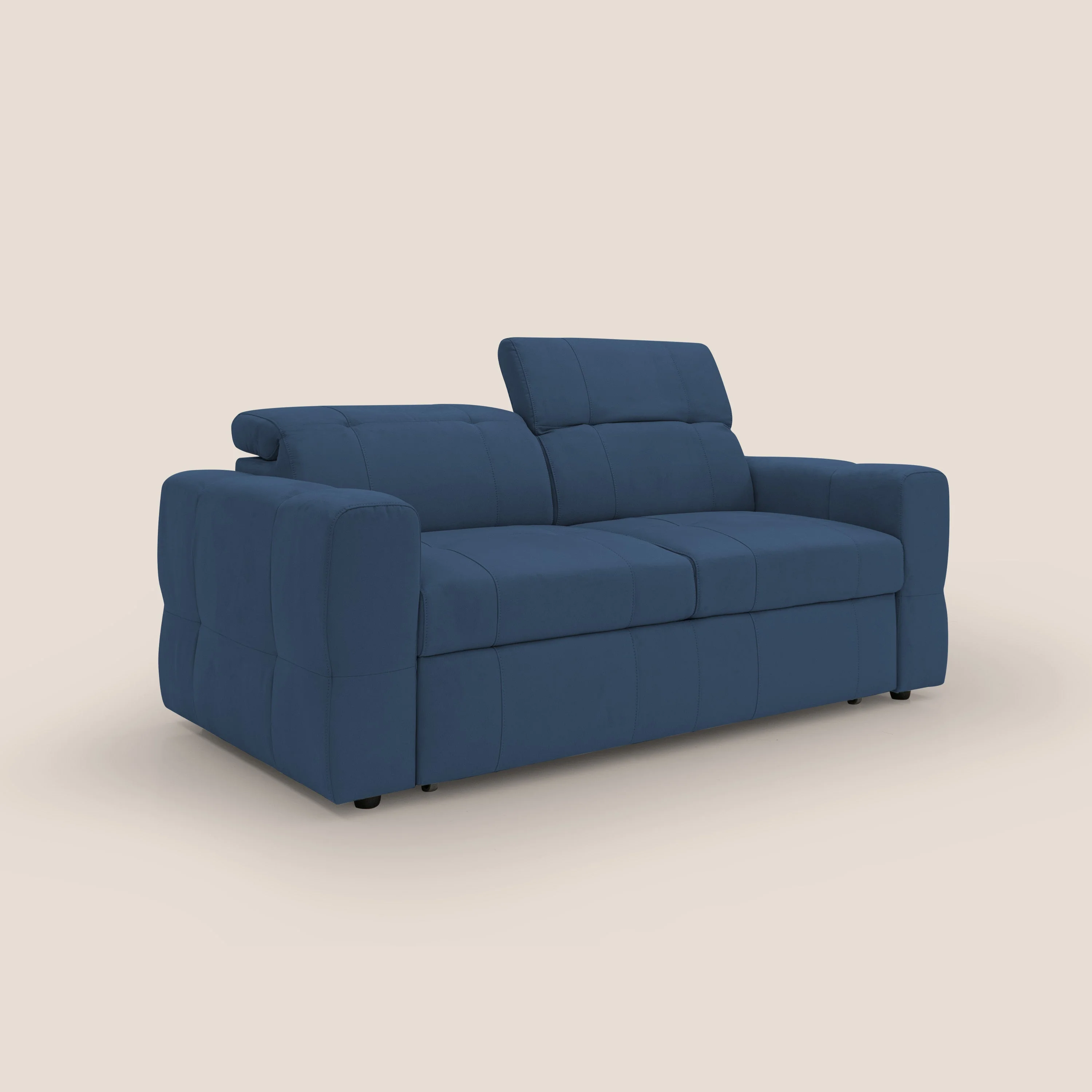 Kronos Canapé avec pouf extractible et têtières inclinalbes en microfibre douce imperméable T11 bleu - Image 3