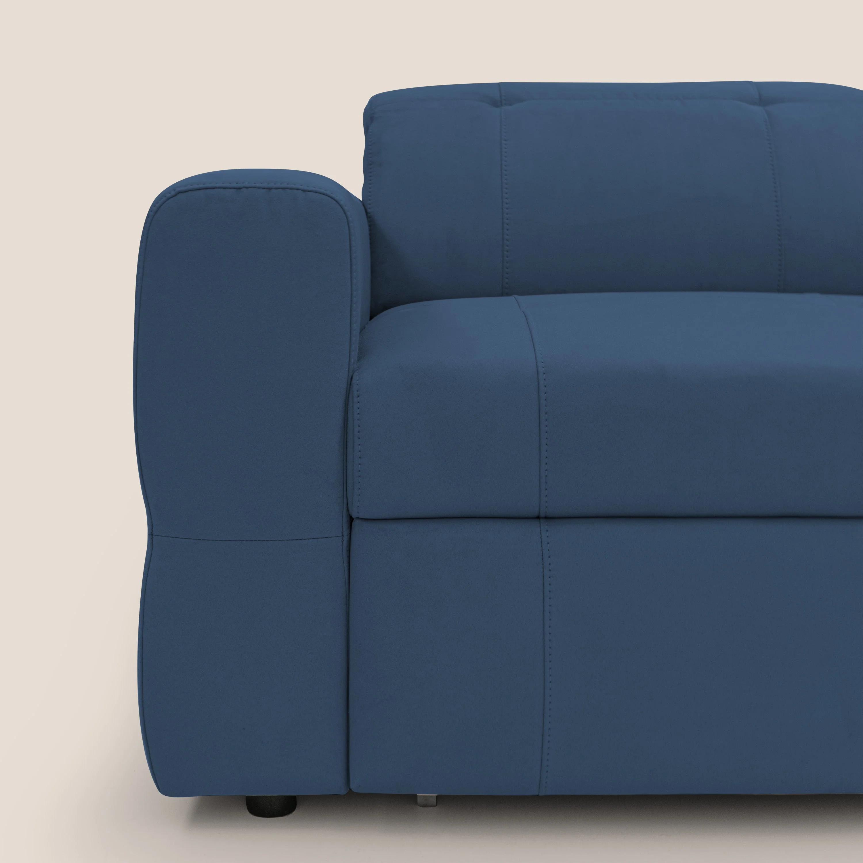 Kronos Canapé avec pouf extractible et têtières inclinalbes en microfibre douce imperméable T11 bleu - Image 4