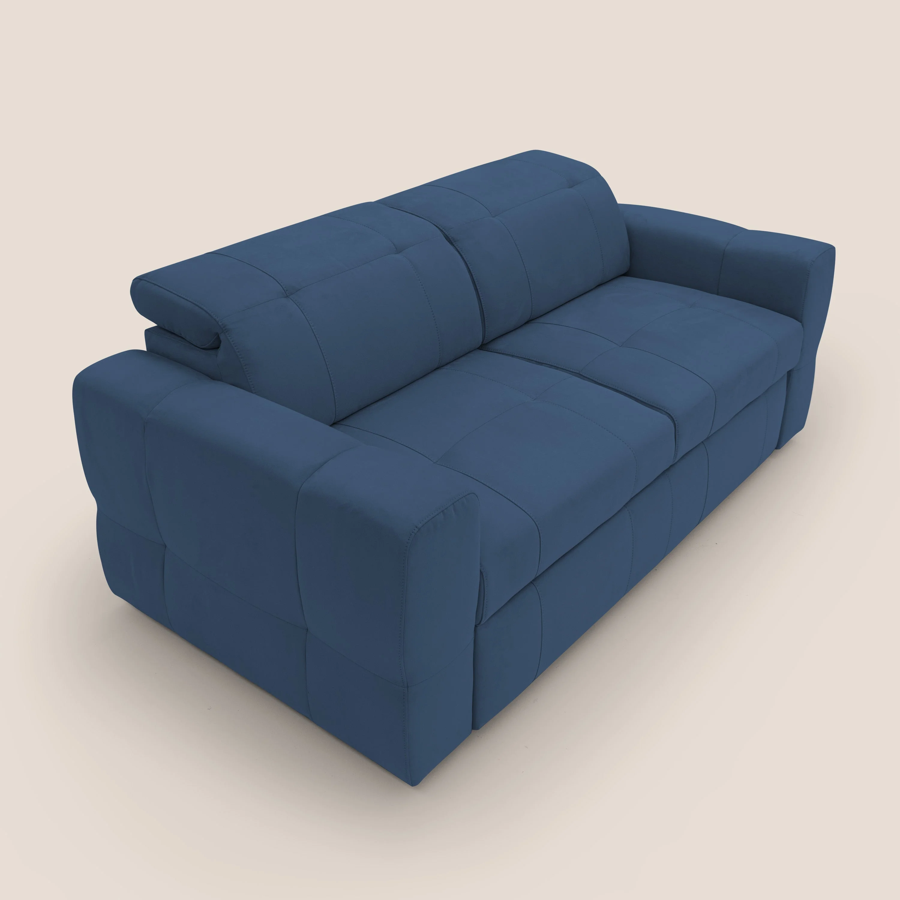 Kronos Canapé avec pouf extractible et têtières inclinalbes en microfibre douce imperméable T11 bleu - Image 7