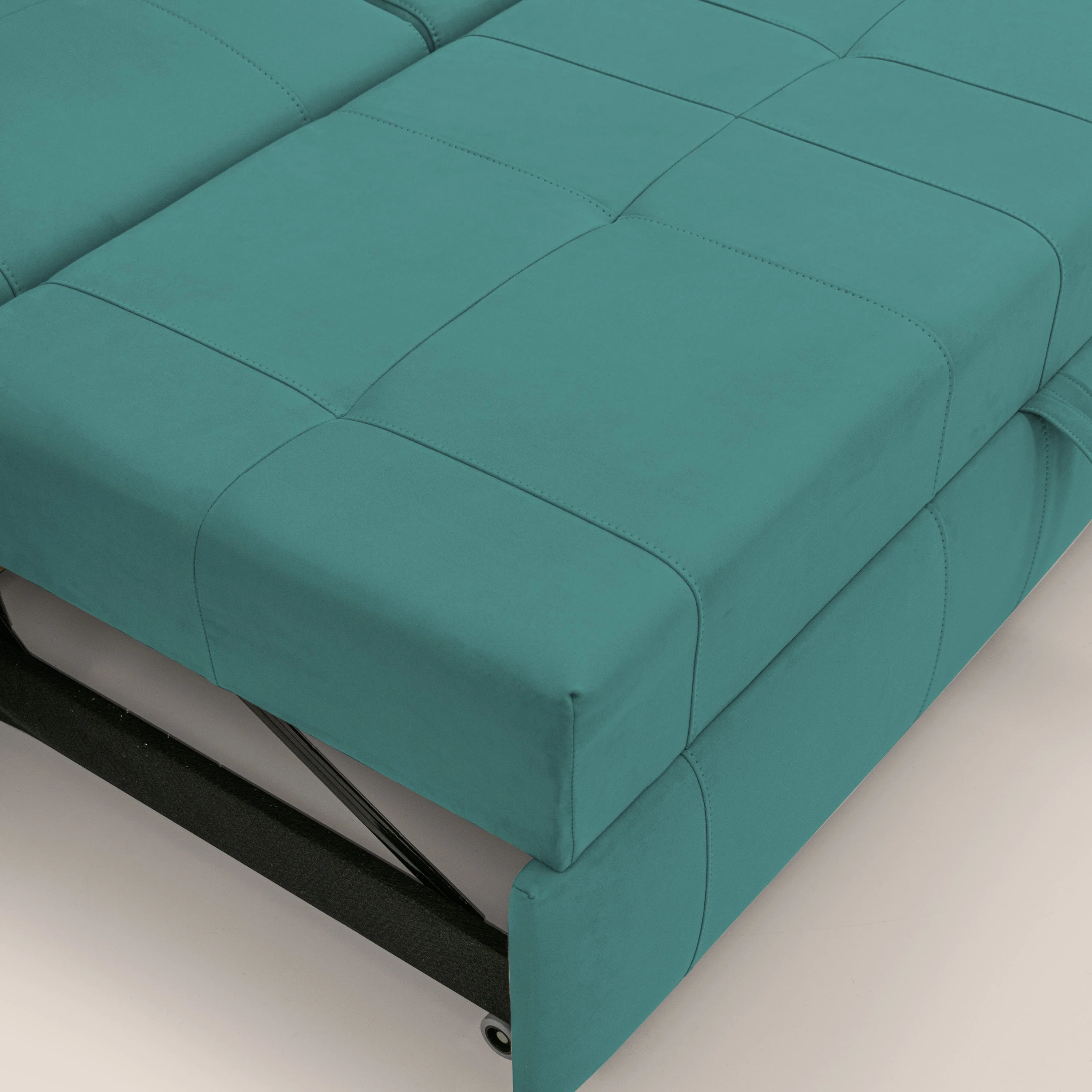 Kronos Canapé avec pouf extractible et têtières inclinalbes en microfibre douce imperméable T11 bleu canard - Image 9