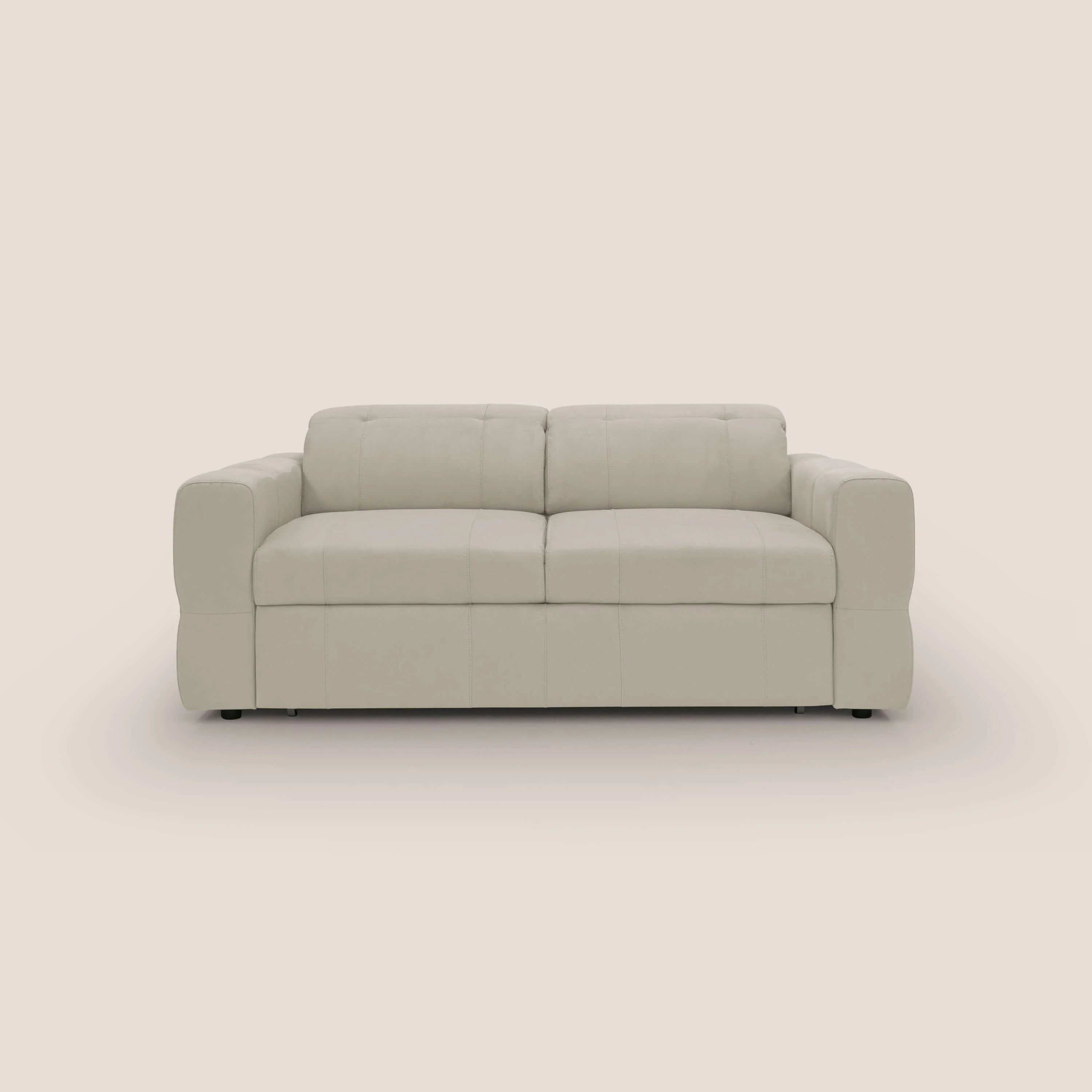 Kronos Canapé avec pouf extractible et têtières inclinalbes en microfibre douce imperméable T11 crème