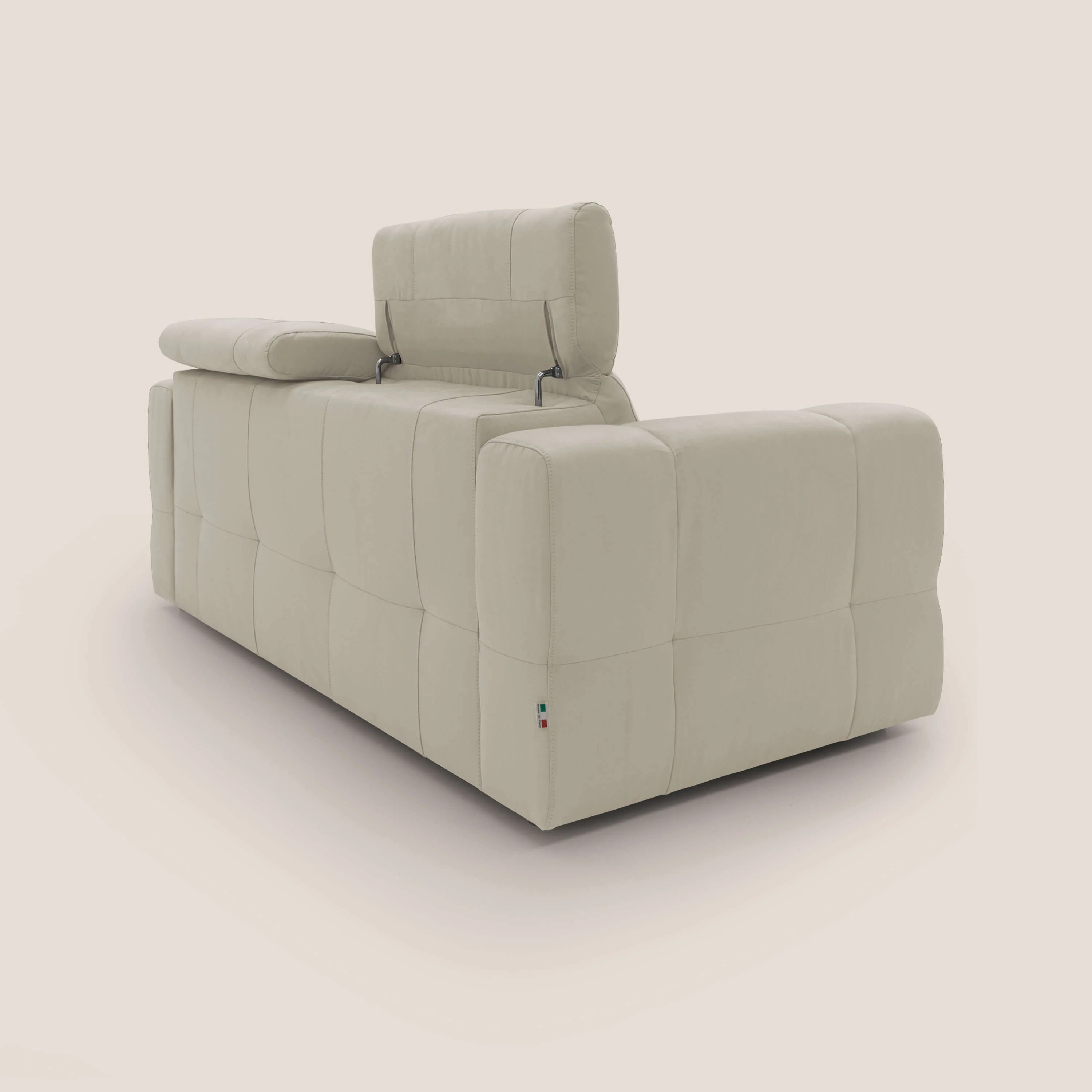 Kronos Canapé avec pouf extractible et têtières inclinalbes en microfibre douce imperméable T11 crème - Image 10